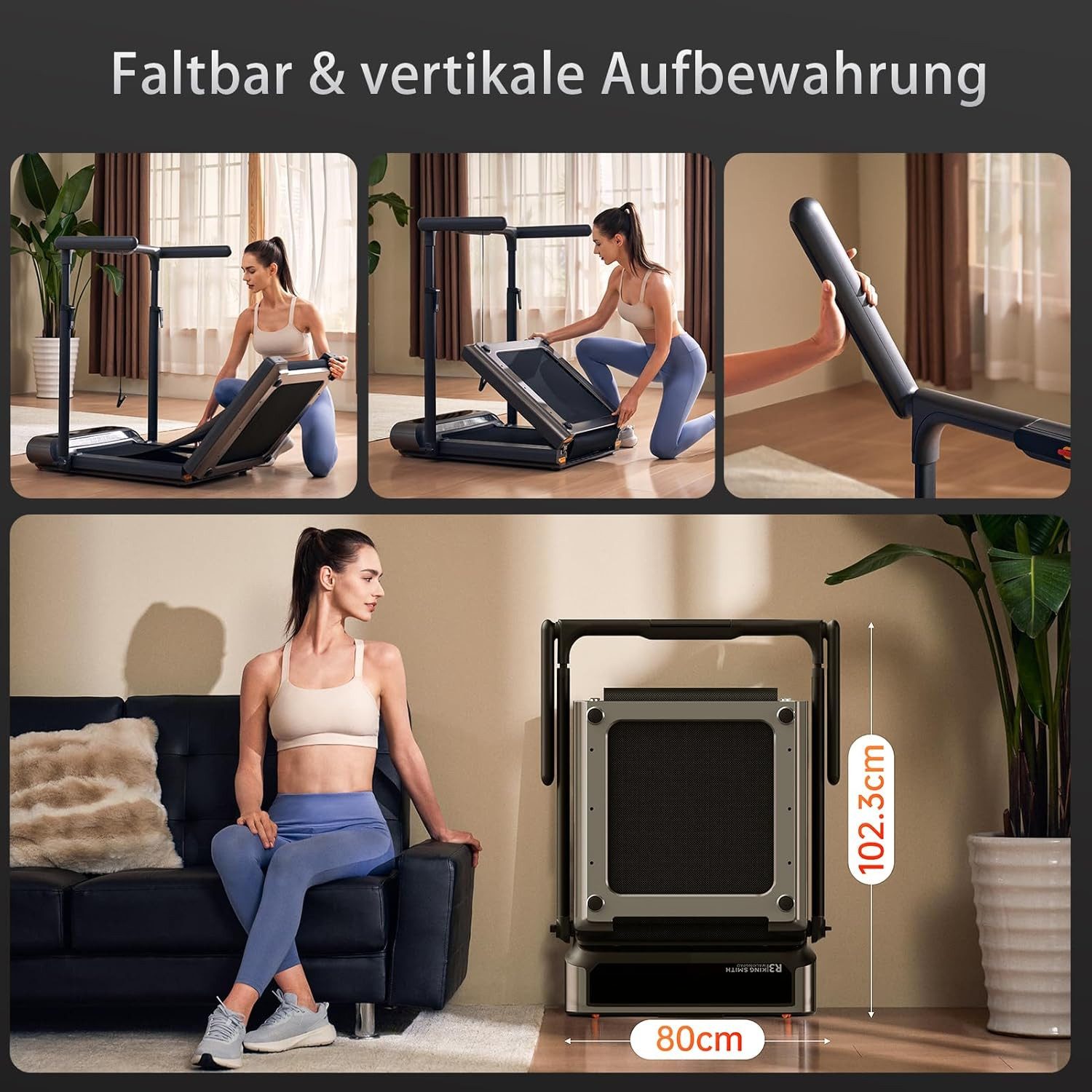 Kingsmith Laufband WalkingPad R3 Hybrid+ Klappbares Laufband, App Steuerung,Doppelfalttechnik,Manueller&automatischer Modus,1-12km/h