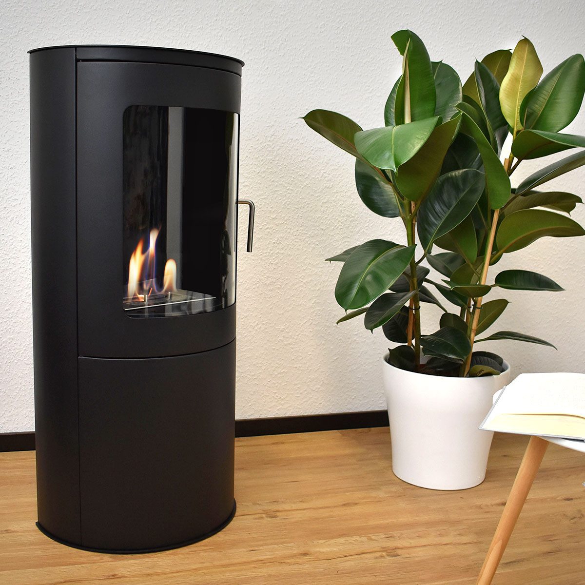 GLOW FIRE Echtfeuer-Dekokamin Ethanolkamin Stavanger Bioethanol Kamin, Sicherheitsbrenner,2 KW Heizleistung,4h Brenndauer