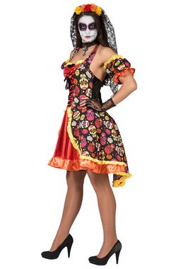Karneval-Klamotten Kostüm La Catrina Tag der Toten Damenkostüm bunt, Dia de los Muertos Frauenkostüm Halloween