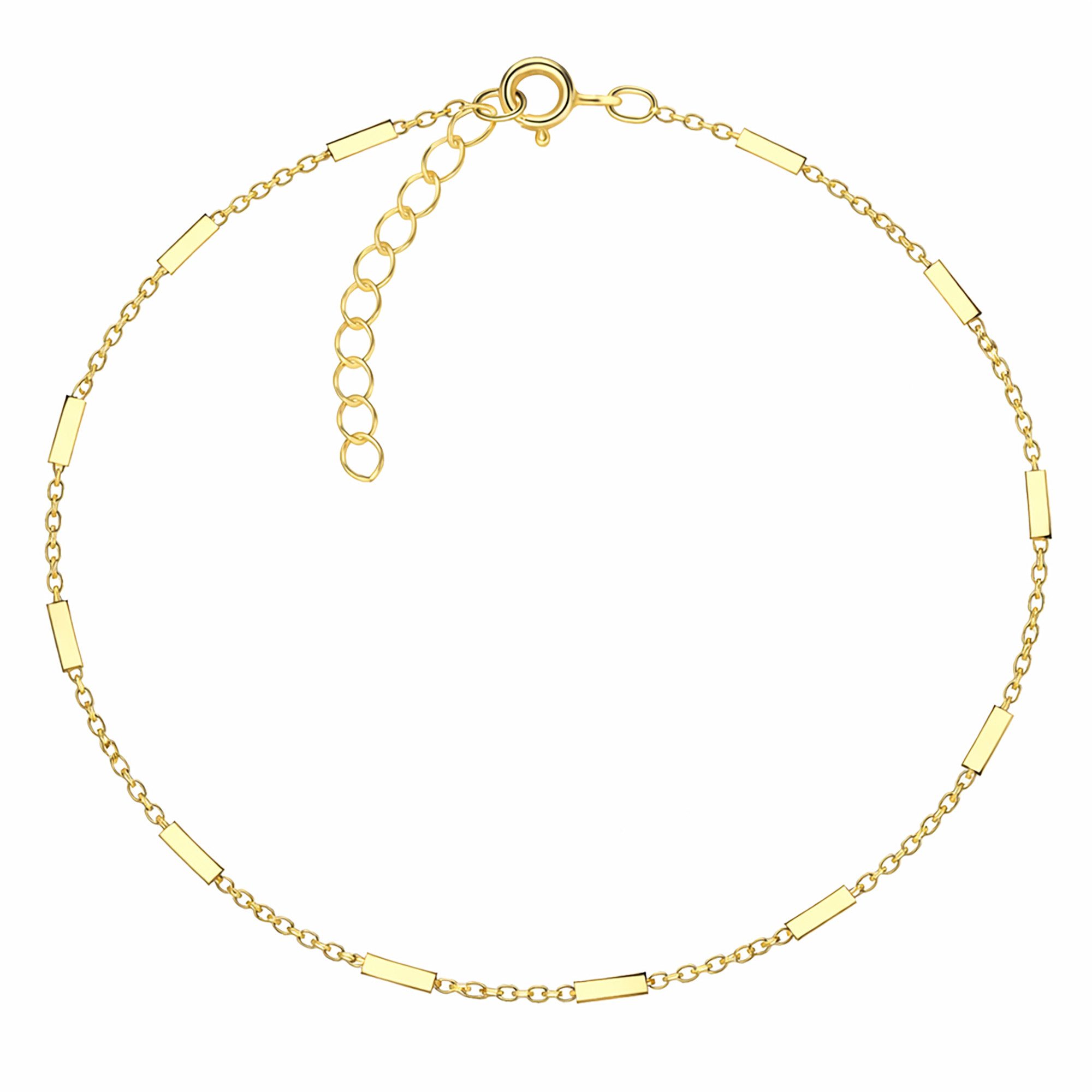 LÖB Fußkette 925 Silber 585 Gold vergoldet Fußkette Fußkettchen Stäbe Ankerkette (Geschenke für Frauen Damen Beste Freundin Mutter Mama Ehefrau Oma sie zum Geburtstag Schmuck Sommer), Modern Minimalistisch Geometrisch Verstellbar Fußschmuck Anker