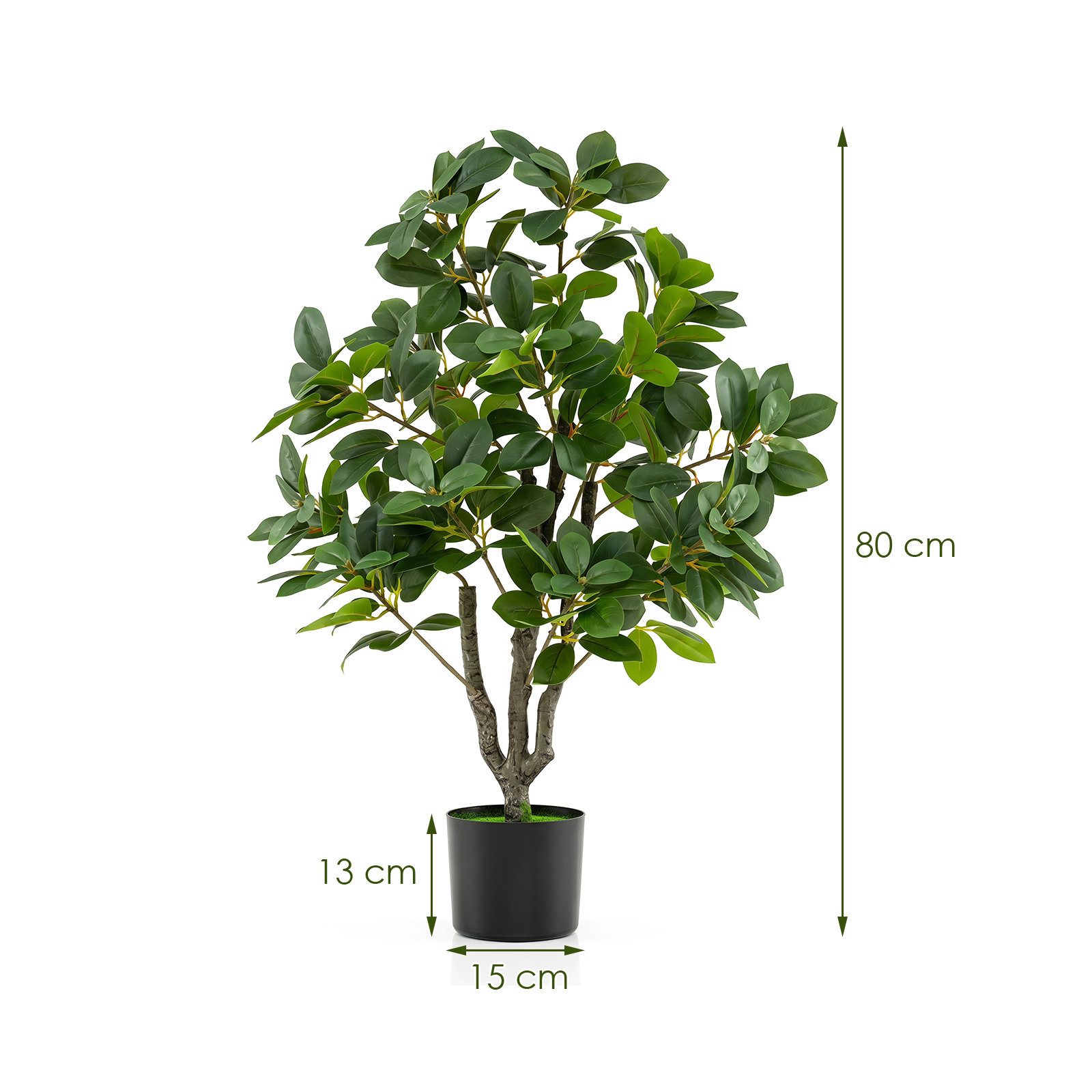 Kunstbaum, COSTWAY, Höhe 80 cm, Mit 14 üppige Zweigen & stabiler Zementtopf