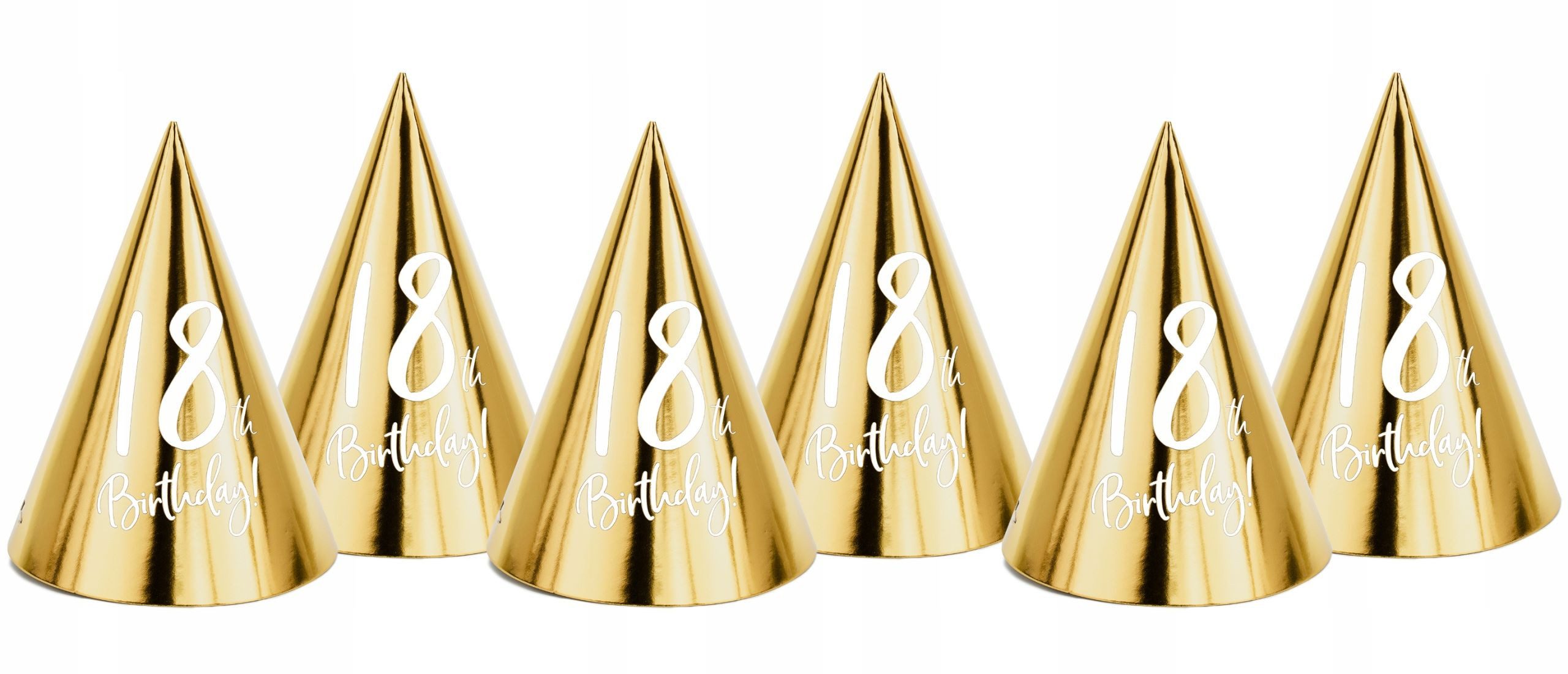 Festivalartikel Ballonmütze Goldene Papierhüte 18. Geburtstag - 6 Stück - Party Dekoration