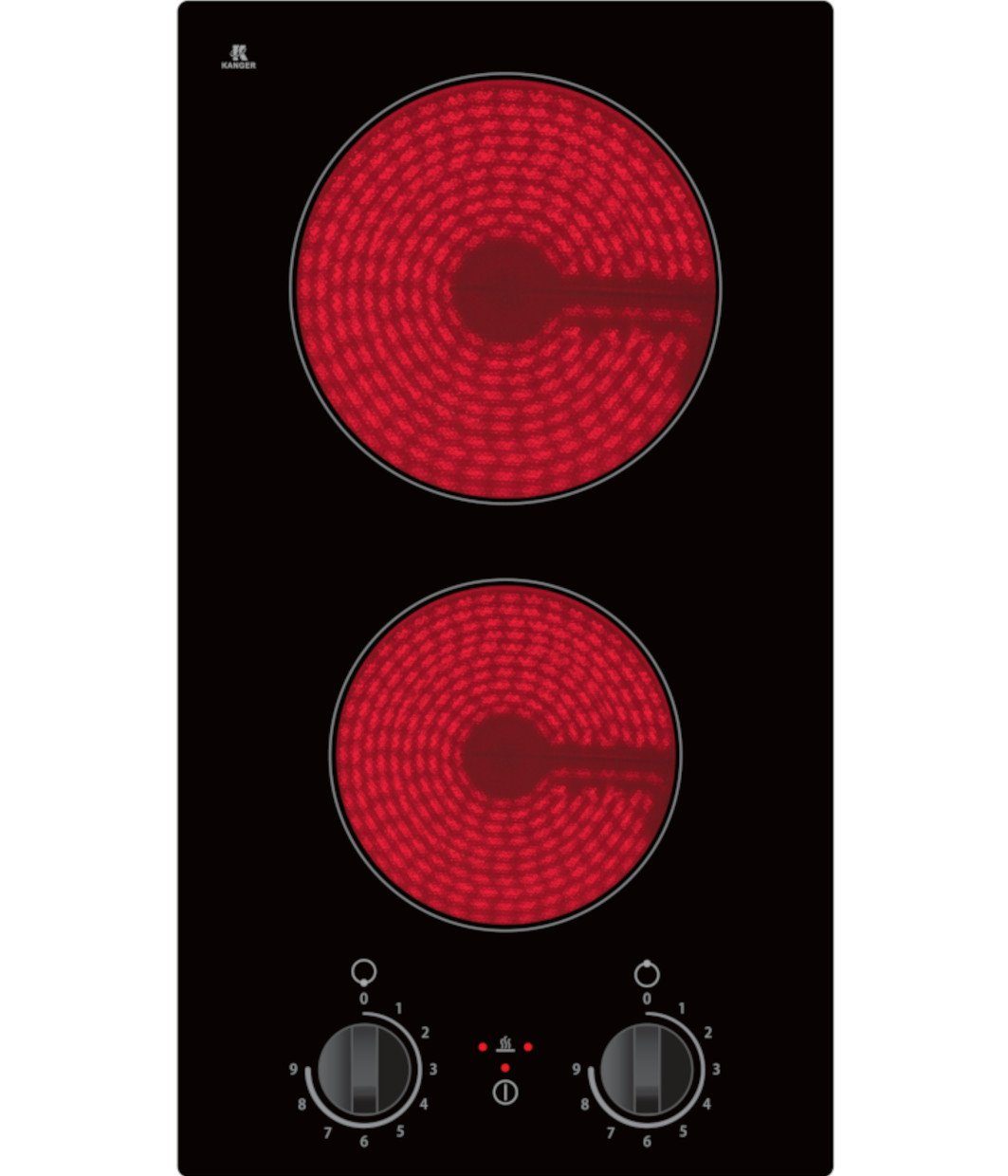 YUNA Doppelkochplatte YUNA Glaskeramik-Doppelkochplatte Calor EBK2 DK, 9 Leistungsstufen