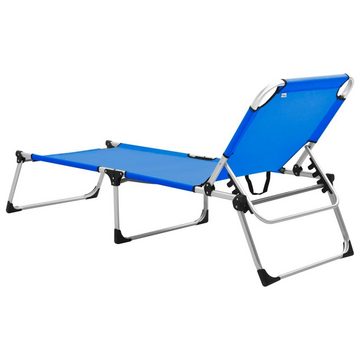 vidaXL Campingliege Campingliege Extra Hohe Klappbare Senioren-Sonnenliege Blau Aluminium