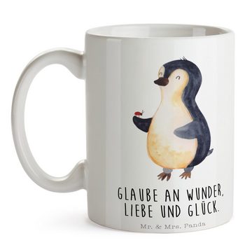 Mr. & Mrs. Panda Tasse Pinguin Marienkäfer - Weiß - Geschenk, Becher, Tasse, Porzellantasse, Keramik, Brillante Bedruckung