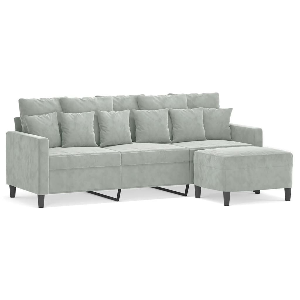 vidaXL Sofa 3-Sitzer-Sofa mit Hocker Hellgrau günstig online kaufen