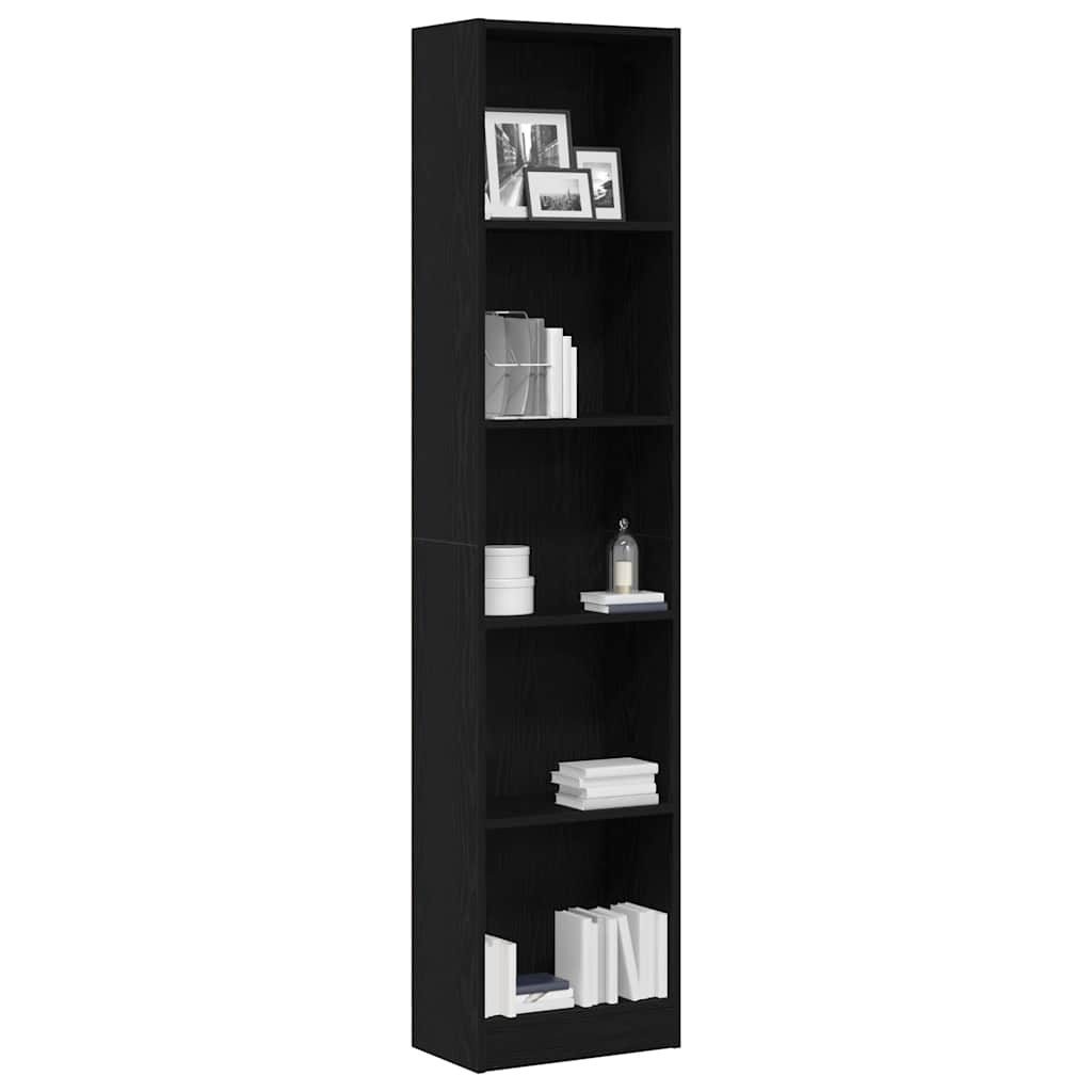 vidaXL Bücherregal Bücherregal Schwarz Eichen-Optik 40x24x176 cm Holzwerkstoff, 1-tlg. – Bild 3 von 5