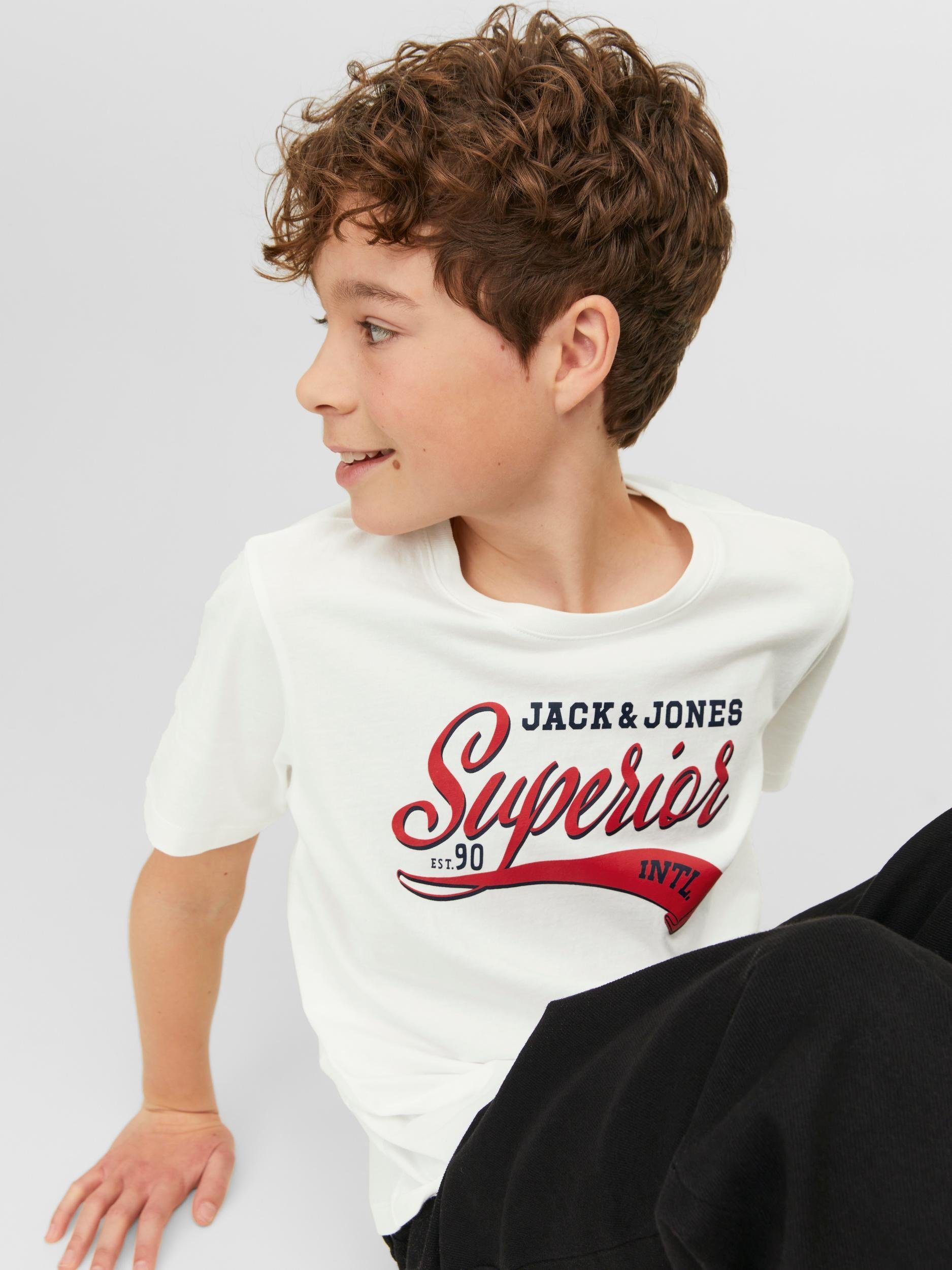 Jack & Jones Junior Rundhalsshirt Dancer TEE AW23 JJELOGO NECK JNR COL 2 SS NOOS Cloud