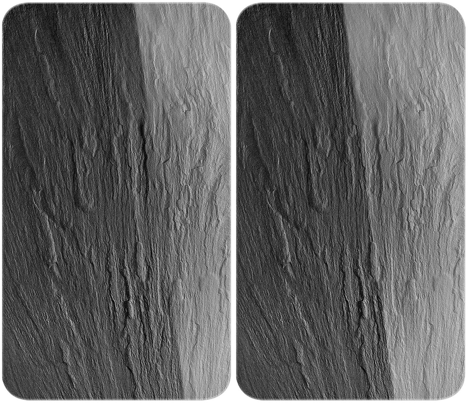 WENKO Herdblende-/Abdeckplatte Universal Modell Schiefer, Glas, (Set, 2 tlg), Herdabdeckung für alle Herdarten, kratzfest, mit rutschfesten Füßen