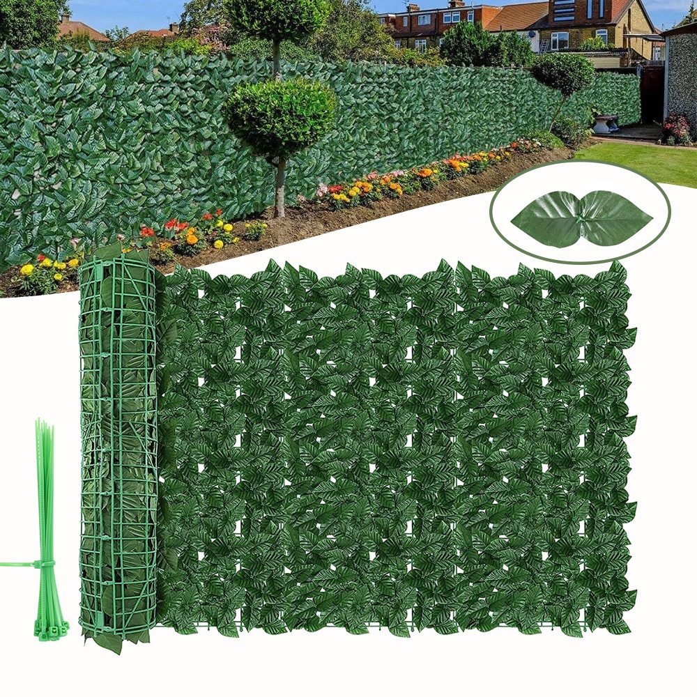 BlingBin Kunsthecken-Sichtschutz Balkonsichtschutz Künstliche Hecke Sichtschutz 100 x 300cm, (1er Set, 1-St., Sichtschutz Künstliche Hecke mit 10 Stück Kabelbinder), Sichtschutzzaun, Wanddekoration für Haus, Garten, Hof, Büro