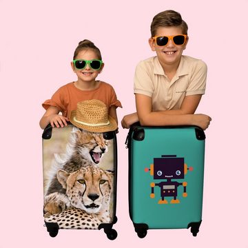 NoBoringSuitcases.com© Kinderkoffer Gepard - Wildtiere - Savanne - Porträt 55x35x20cm, 4 Rollen, Reisetasche mit rollen, Handgepäck für Ferien, Kindertrolley, Koffer