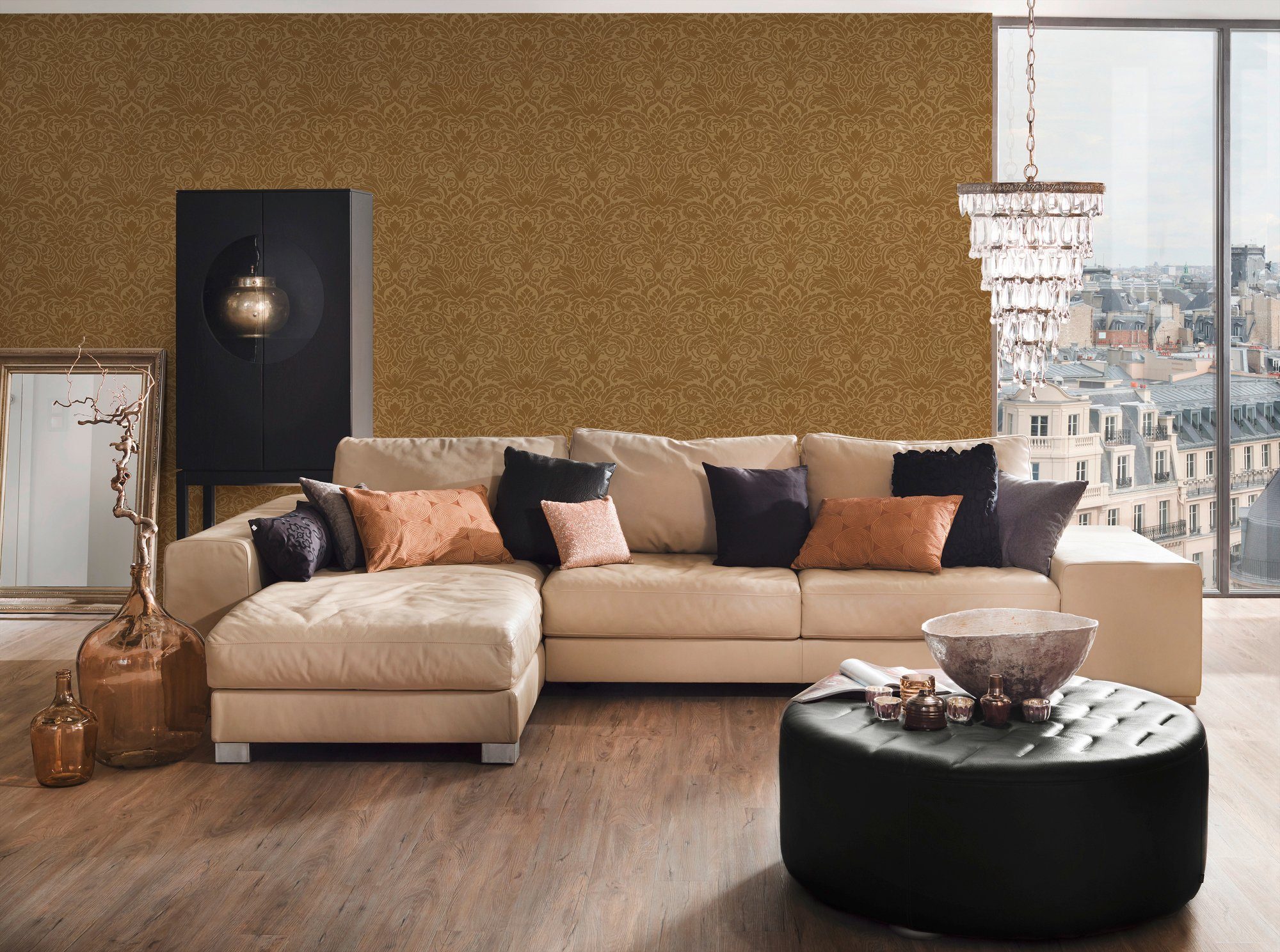 Barock, Barock Ornament strukturiert, Paper Tapete Architects Vliestapete wallpaper, Luxury gold