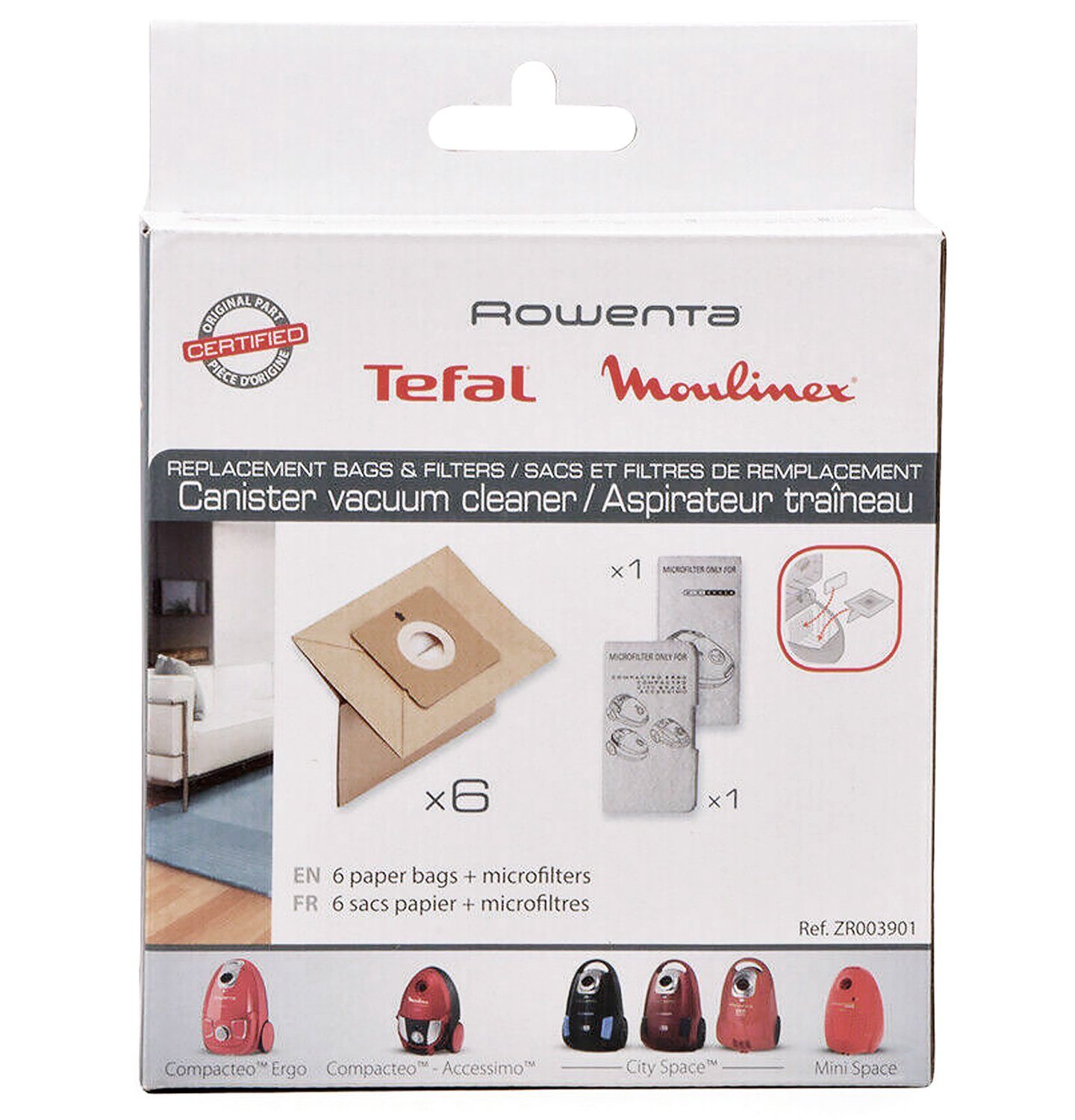 Rowenta Staubsaugerbeutel 6x Staubsaugertüten und 2x Mikrofilter Rowenta ZR003901