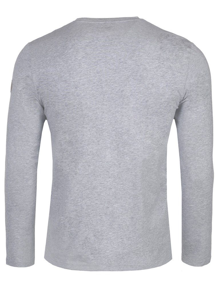 Piz Palü Langarmshirt Herren Pullover "Unterhaching" mit Skifahrer Print, - Grau (1-tlg)