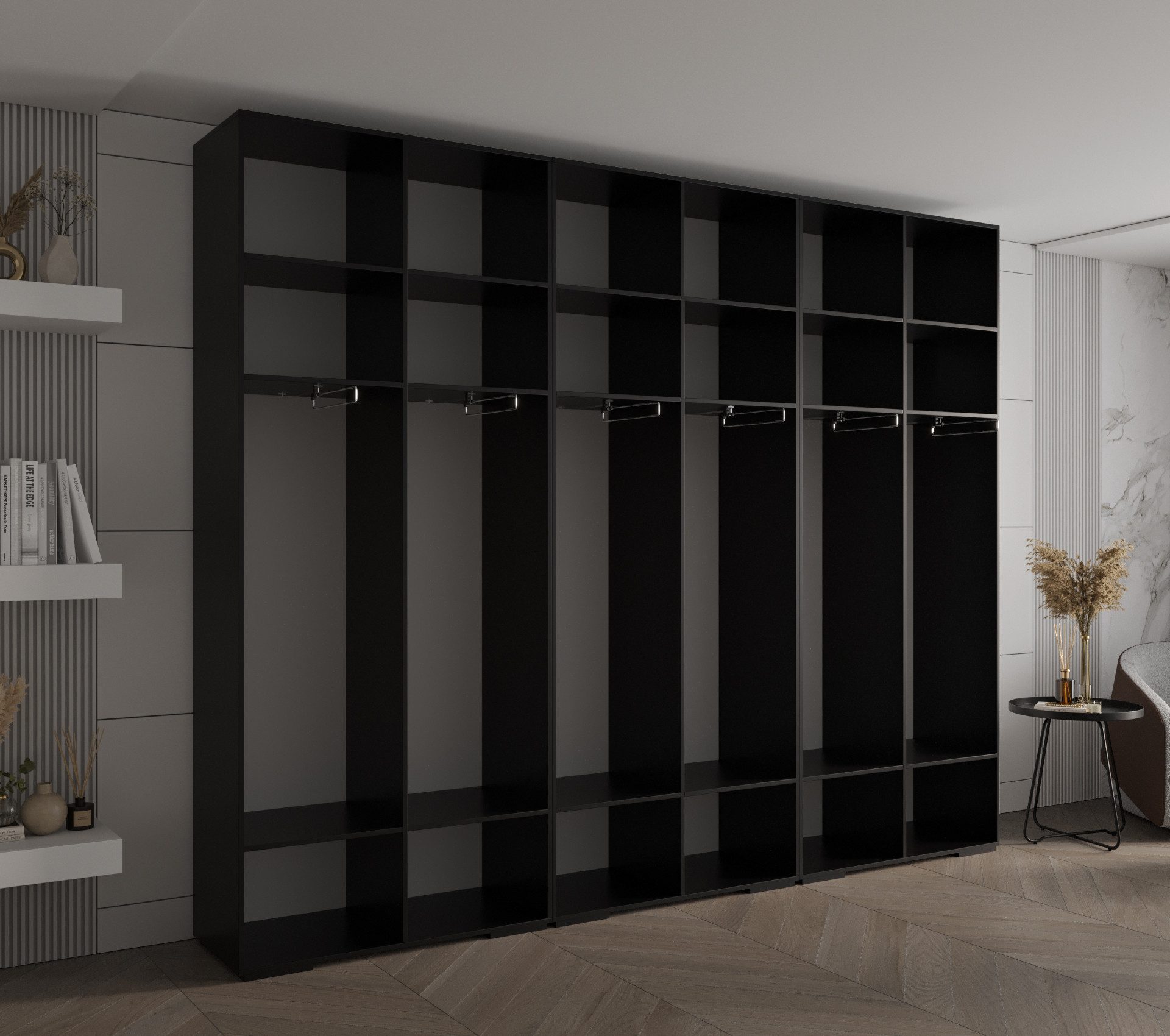 ABIKS MÖBEL Drehtürenschrank INOVA 3 Schlafzimmerschrank mit Kleiderstange und Regalen