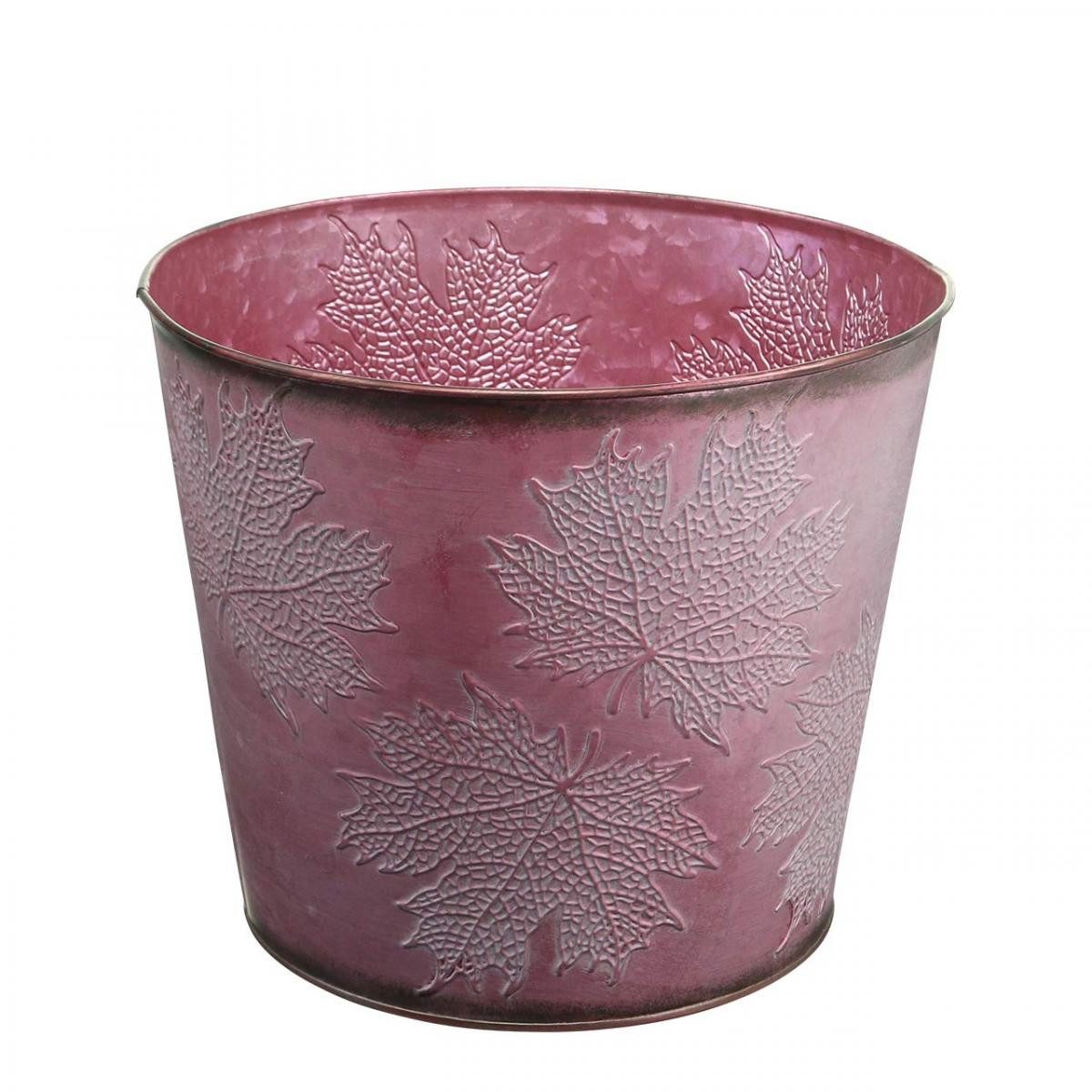 Florists Products Streudeko Herbsttopf Pflanzeimer Weinrot, Metalldeko Ø25,5cm Vintage