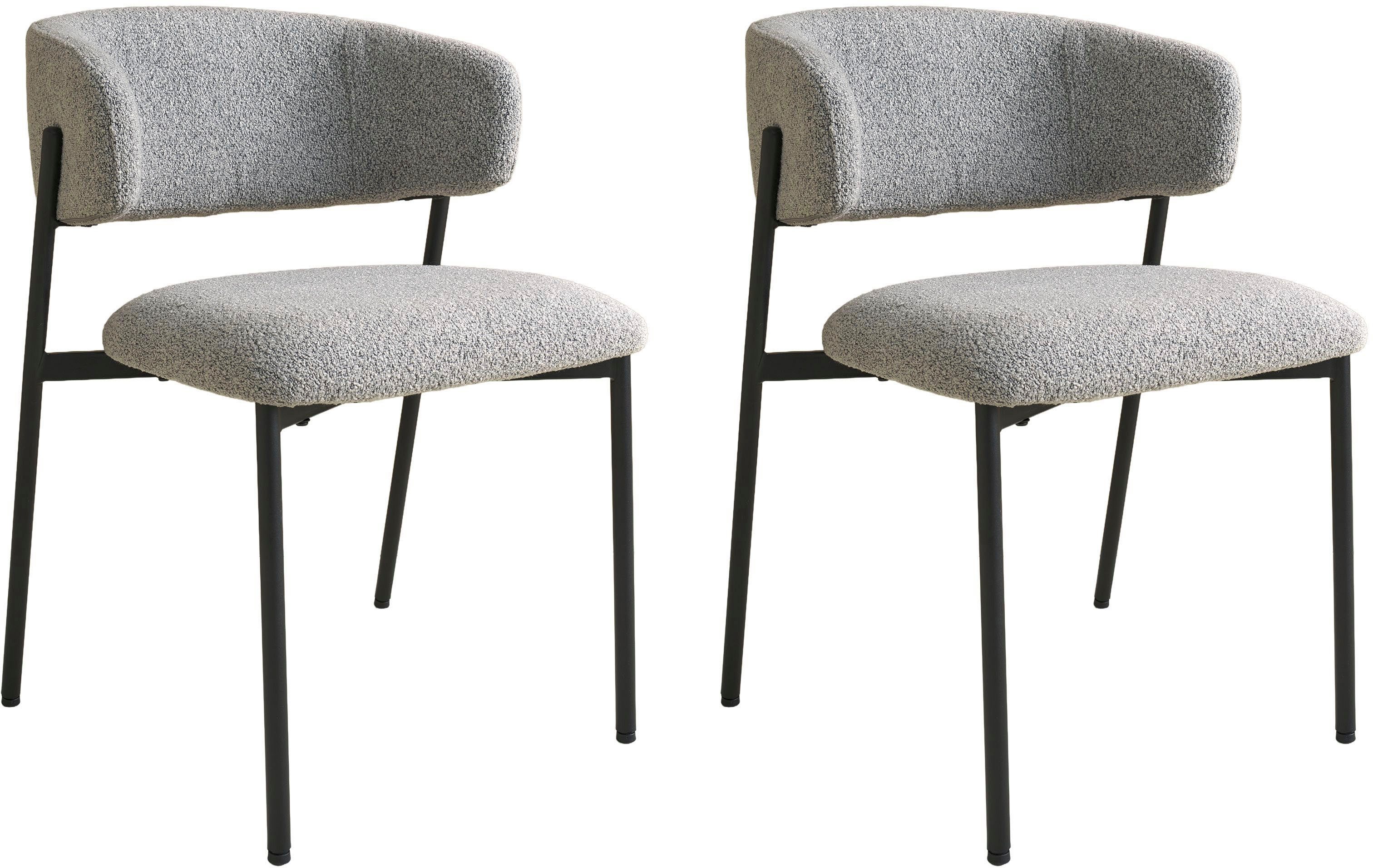 SCHÖNER WOHNEN-Kollektion Esszimmerstuhl OSLO (Set, 2 St), Bezug Bouclé, Untergestell Metall pulverbeschichtet