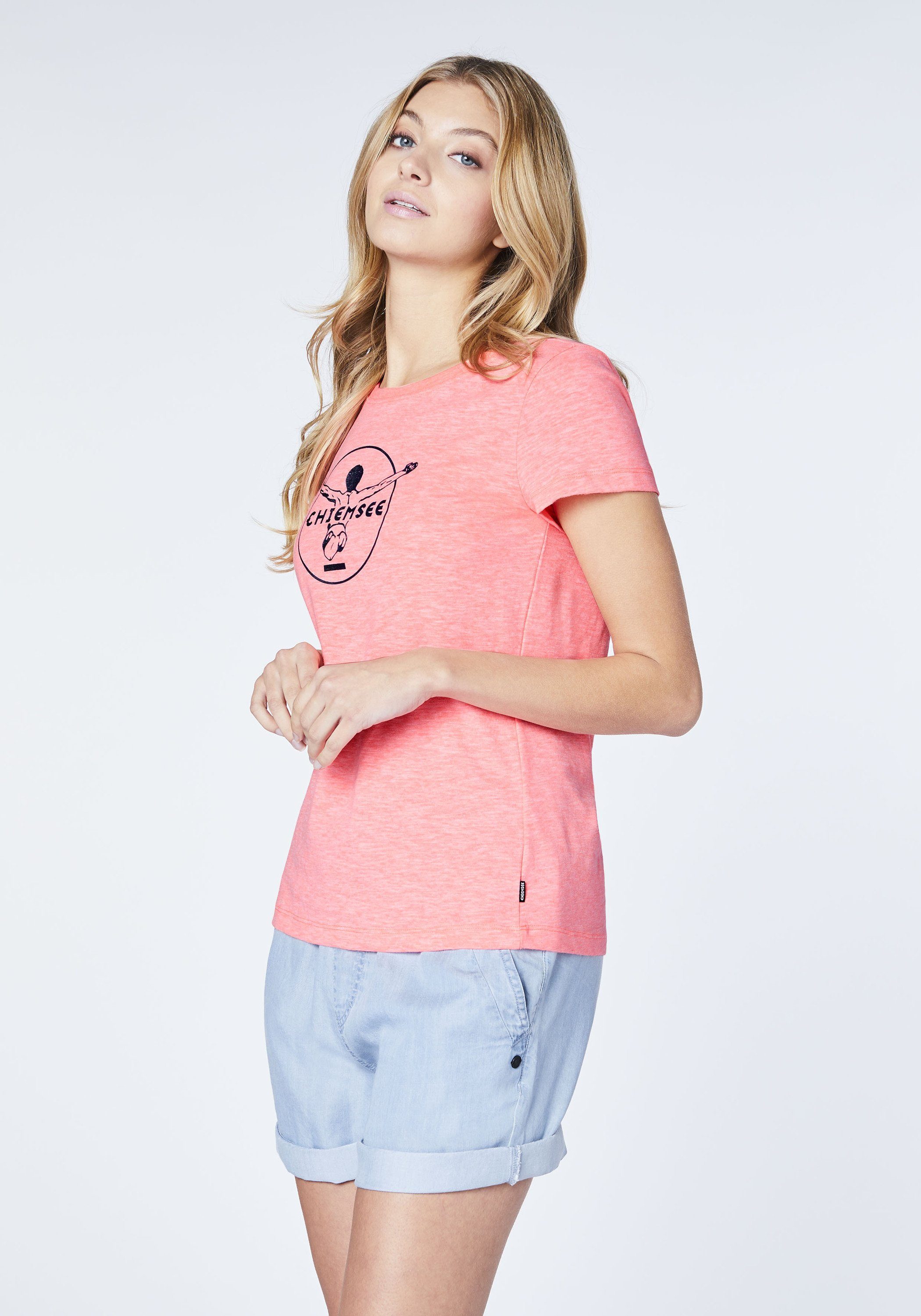 Pink mit Jumper-Frontprint Chiemsee T-Shirt Neon 1 Print-Shirt