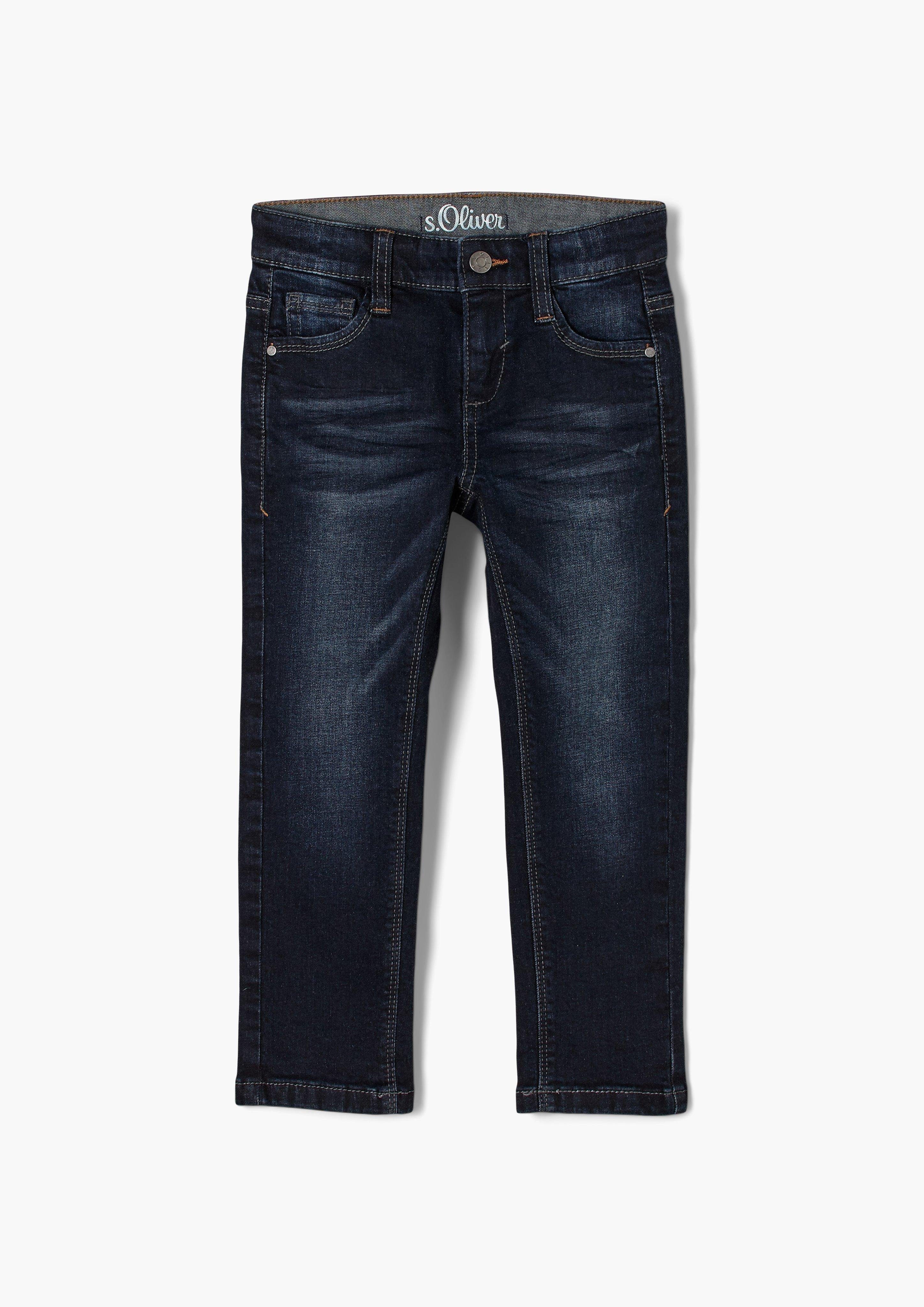 Jeans mit / Waschung, Reißverschluss Regular im Taschen / Hakenverschluss, s.Oliver mit Pelle mit Mid 5-Pocket-Design, / Straight Fit Leg 5-Pocket-Jeans Rise