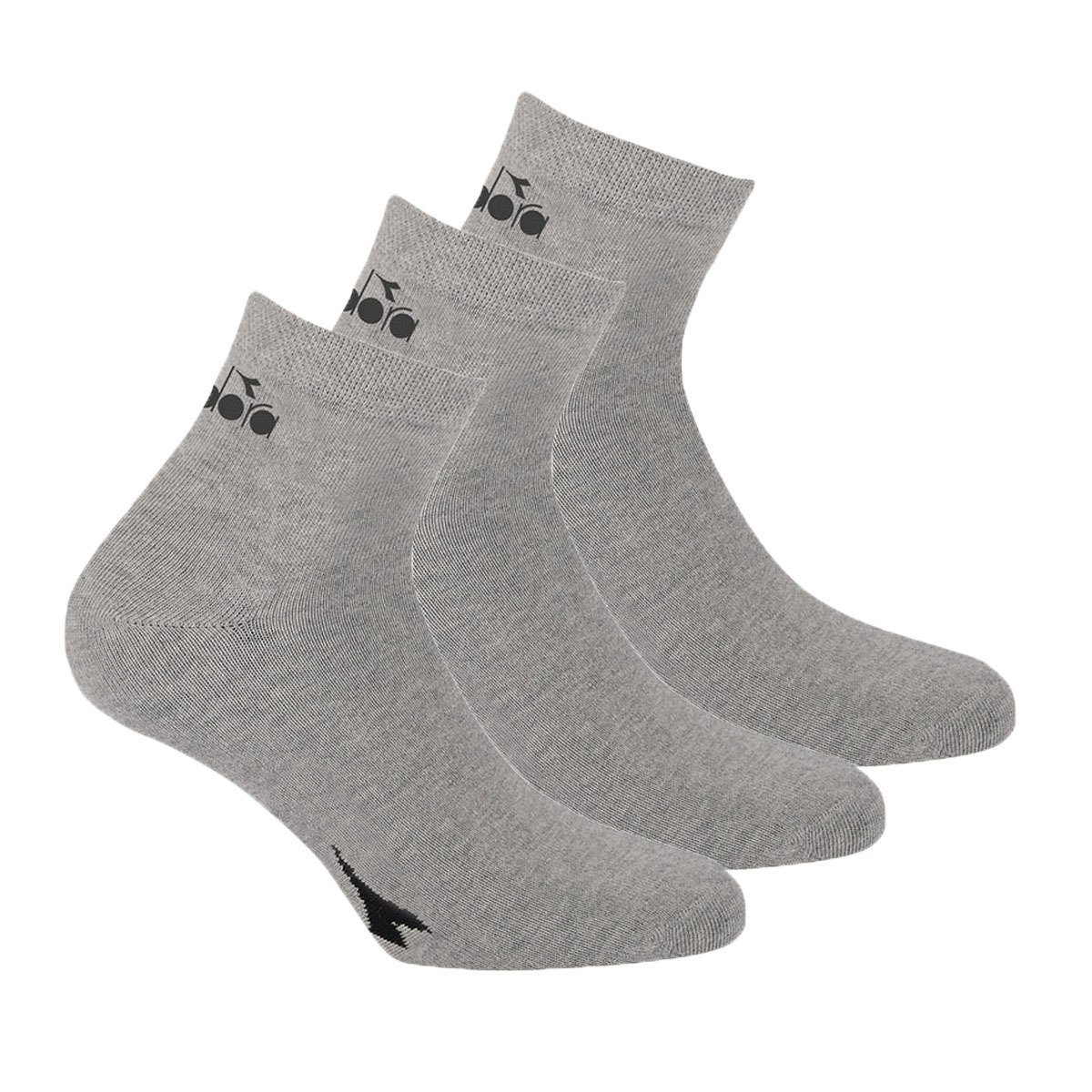 Diadora Sneakersocken Unisex Socken - 3er Pack, Quarter, Logo Grau