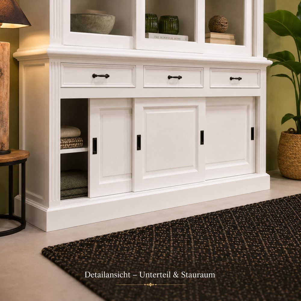 Wohnpalast Vitrine Vitrinen Schrank Vincenza weiß 200 cm