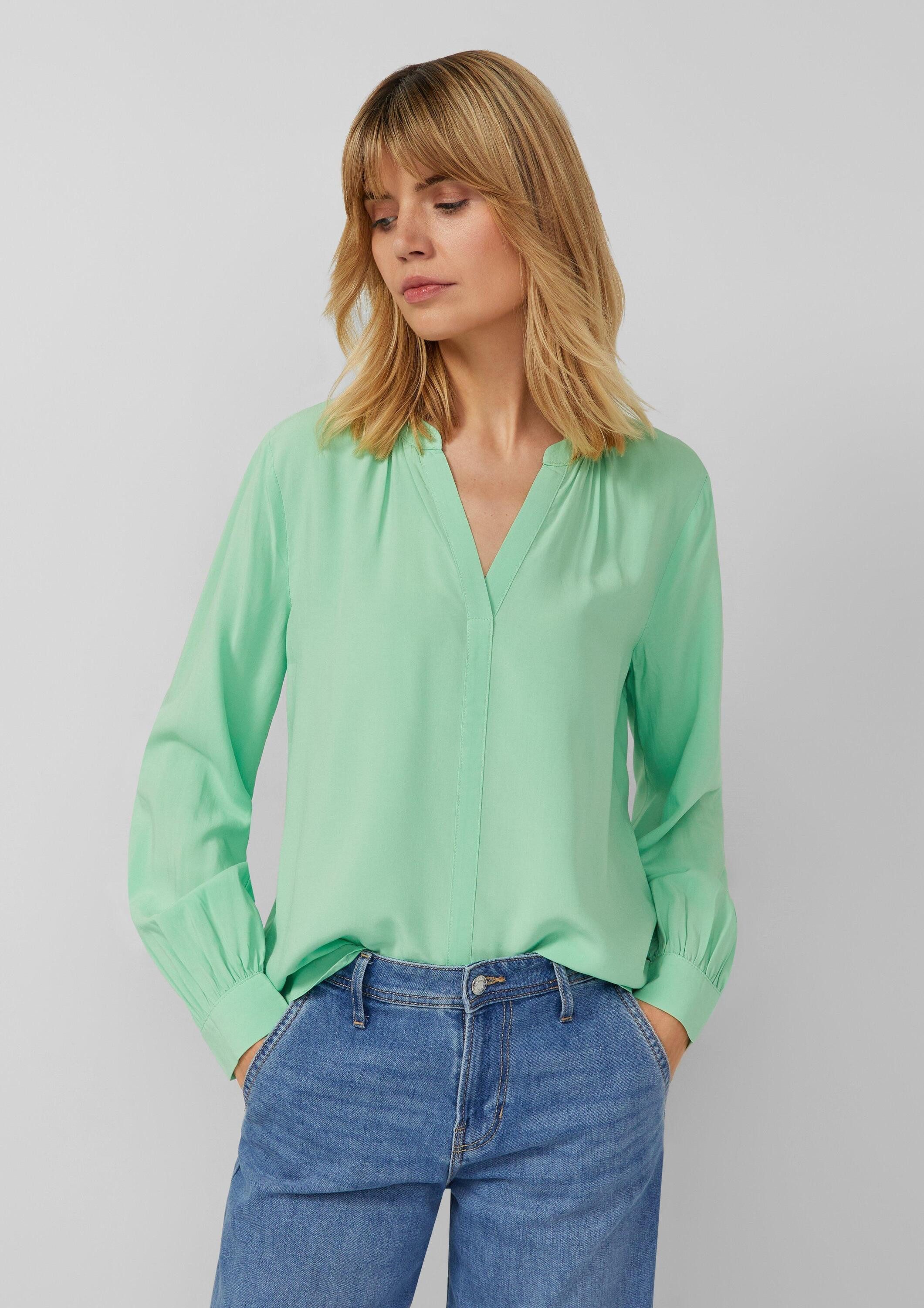 s.Oliver Langarmbluse Bluse Weiche Viskose-Bluse mit Raffung