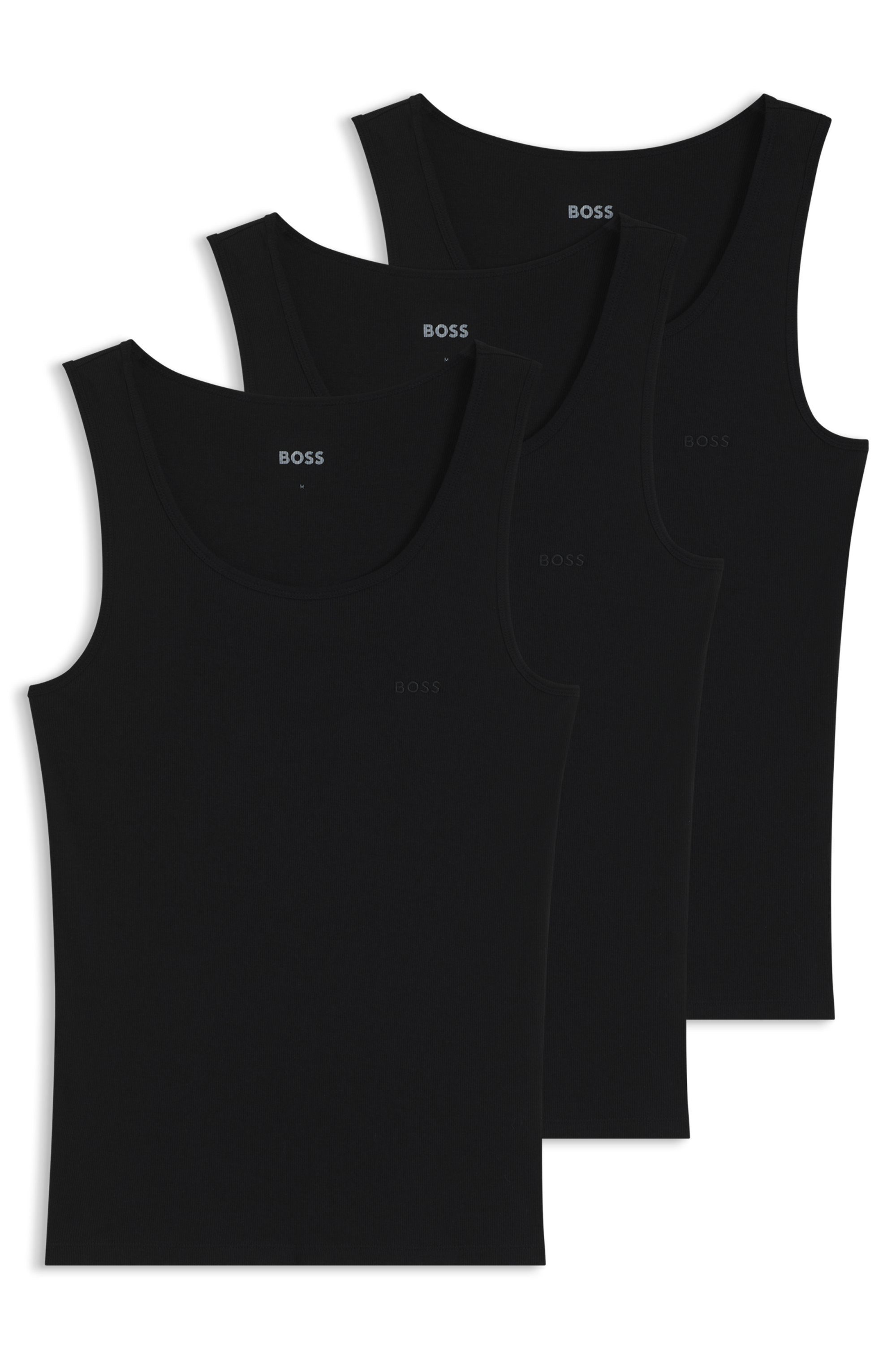 BOSS Tanktop 3P RibClassic BOSS ONE Ton in Ton Stickerei auf der Brust