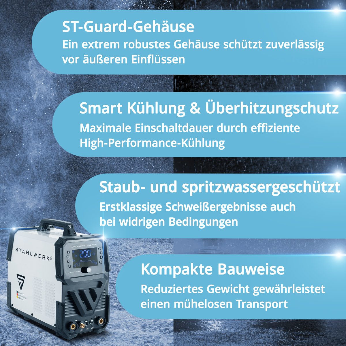 STAHLWERK Schutzgasschweißgerät Schutzgas-Schweißgerät AC/DC WIG 200 Puls Pro, 5 - 200 A, Packung, 1-tlg., Set, IGBT Inverter mit 200 Ampere – Bild 4 von 5