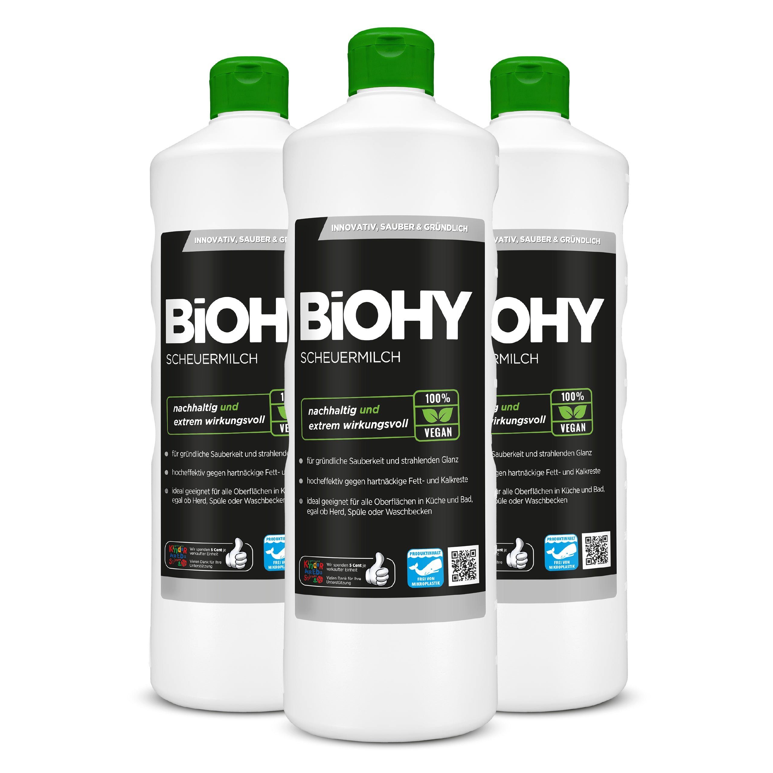 BiOHY Scheuermilch 3er Pack (3 x 1 Liter Flasche) Scheuermilch (3-St)
