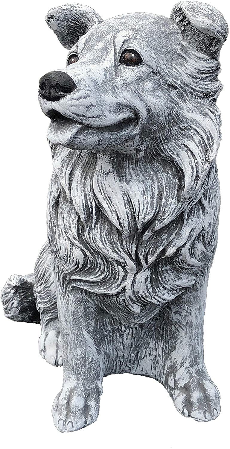 Gartenfigur Stone Steinfigur Collie and Style Hund