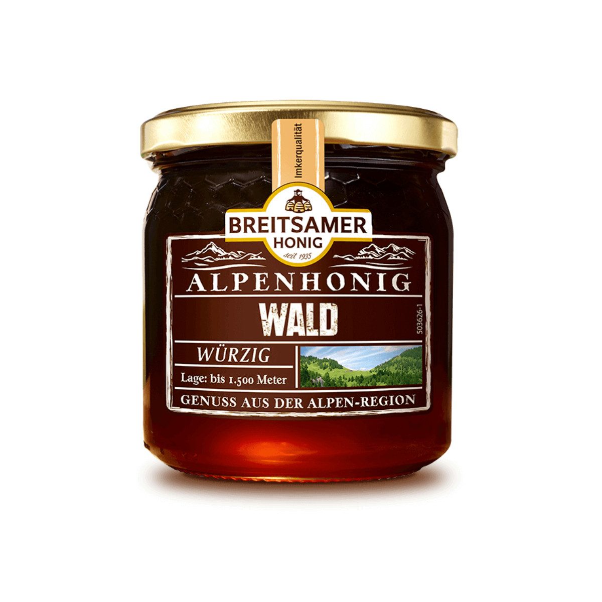 Breitsamer Honig Honig, Breitsamer Alpenhonig Wald aromatisch würziger Honig flüssig 500g