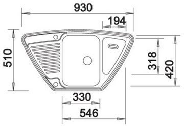 Blanco Edelstahlspüle TIPO 9 E, eckig, 51/93 cm, (1 St), zum wechselseitigen Einbau geeignet