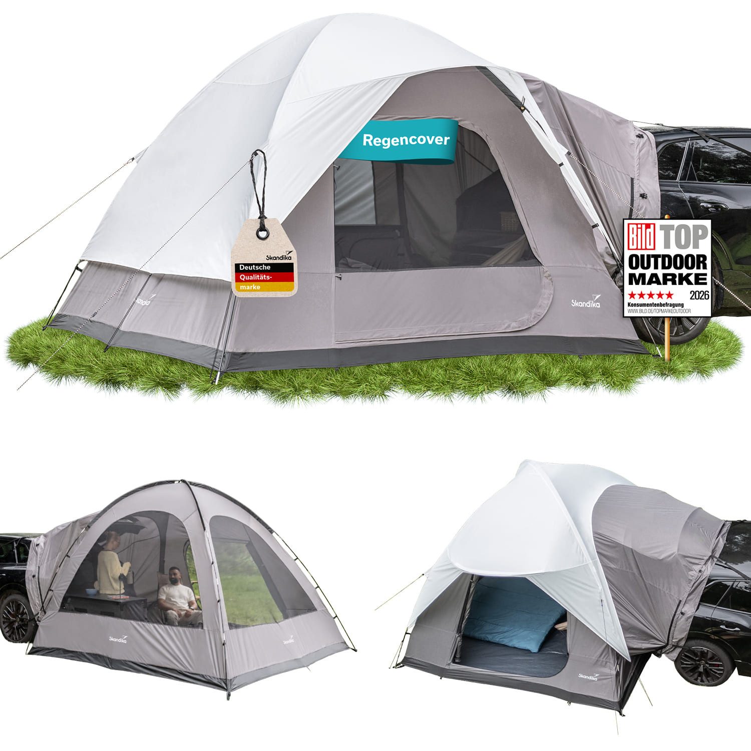 Skandika Buszelt Heckzelt Pitea SUV Protect, für Auto, CUV, Bus, Minivan, freistehend, Personen: 4 (Transporttasche, recyceltes Material, Haken für Campinglampe), eingenähter Zeltboden, 2,2 m Stehhöhe, wasserfest, 5000mm Wassersäule