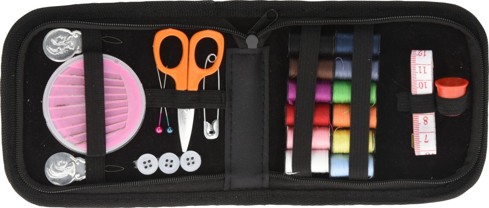 Koopman Nähset Nähkasten Reiseset 34 Tlg. Nähzeug Nähbox Reise Etui Schwarz Nähgarn, (Set, 1-St., Packung), Klappbar, Set, incl Reißverschluss, schwarze Tasche