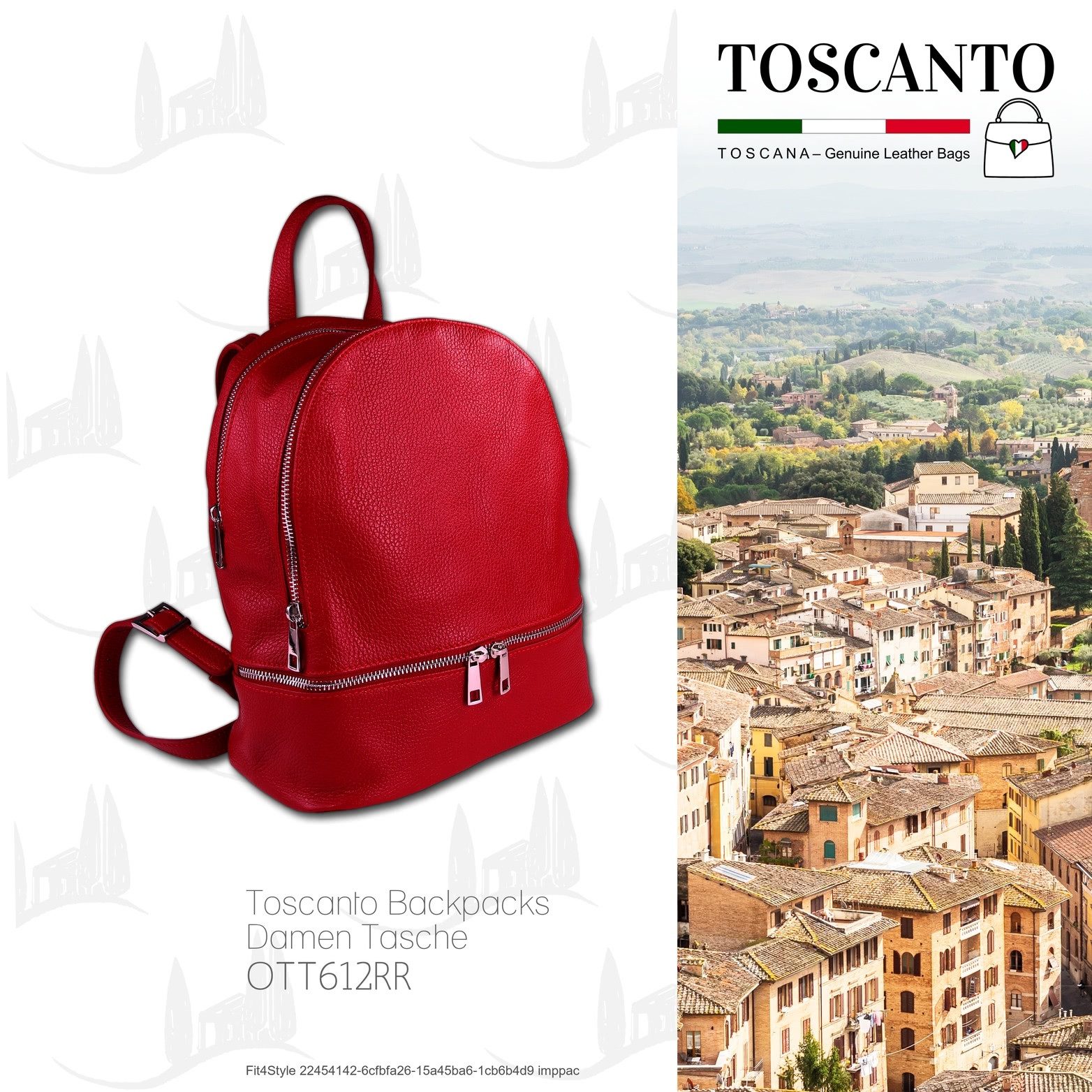 Toscanto Cityrucksack Toscanto Cityrucksack Freizeit (Cityrucksack), Damen Tasche Echtes Leder rot, Made-In Italy