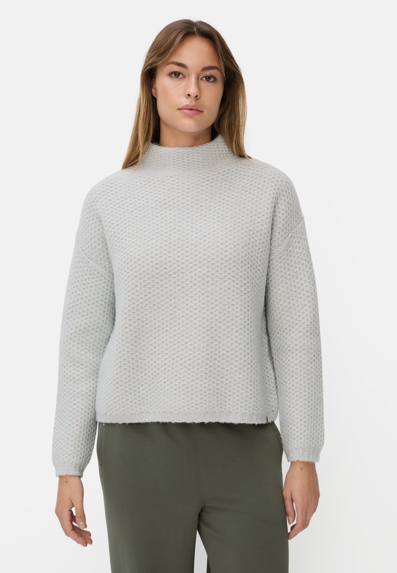 camel active Strickpullover mit überschnittenen Schultern Langarm Markenlogo