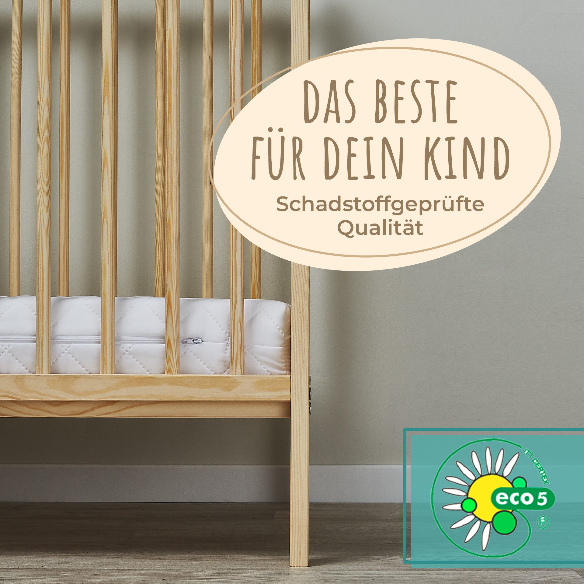 Kindermatratze waschbarer Bezug Kinder 10 cm hoch, eco5 Zertifizierung Wendematratze, Kids Collective, 10 cm hoch, Matratze 60x120 Baby Kindermatratze 60x120cm, Kinderbett Bodenbett