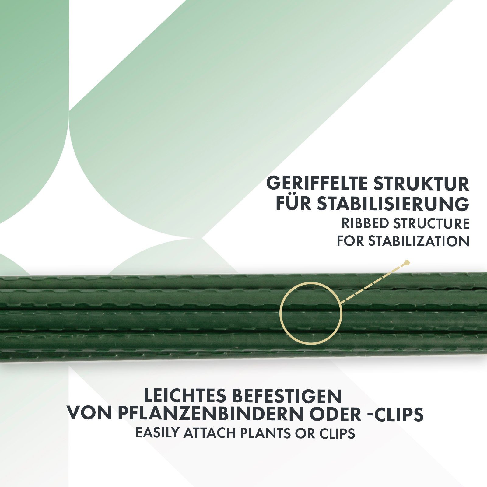 Kubus Rankhilfe Pflanzstab Mana, 10er Set, Aus Stahl und Kunststoff, In verschiedenen Längen & Stärken