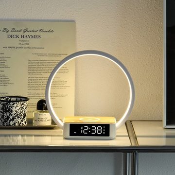 OKWISH LED Nachttischlampe Nachttischlampen Tischlampen Tisch Lampe Leuchte Schlafzimmer Touch, Mit Handy Ladefunktion, LED fest integriert, Warmweiß, Zeitanzeige und 3 Helligkeitsstufen dimmbar