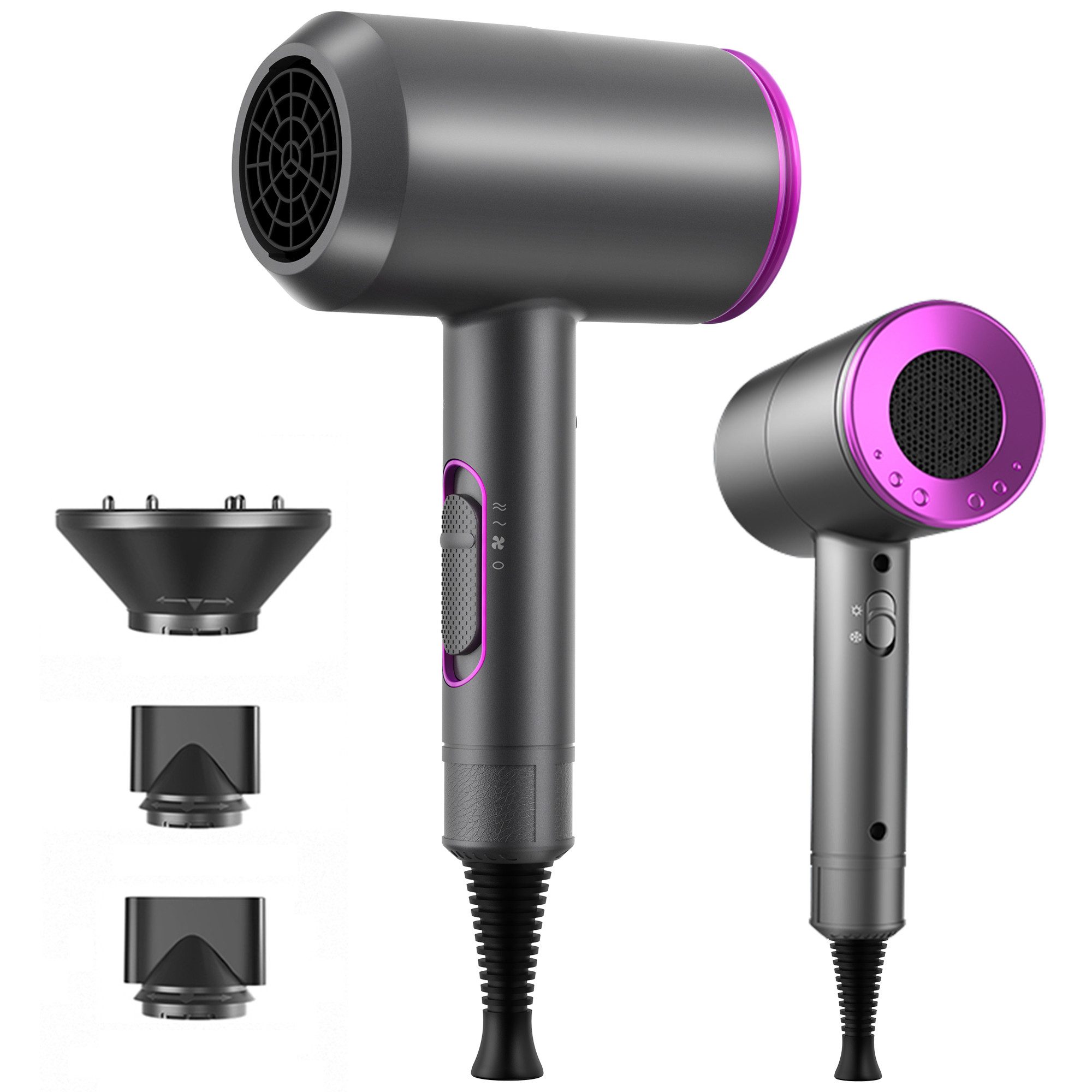 walkbee Haartrockner Ionic-Haartrockner, Leistungsstark Föhn Ionen Dry & Style Hairdryer, 1800,00 W, Schnell Trocknend, Geräuscharm mit 2 Stylingdüse & 1 Diffusor, für Frauen Lockiges Haar, Zuhause, Salon, Reisen