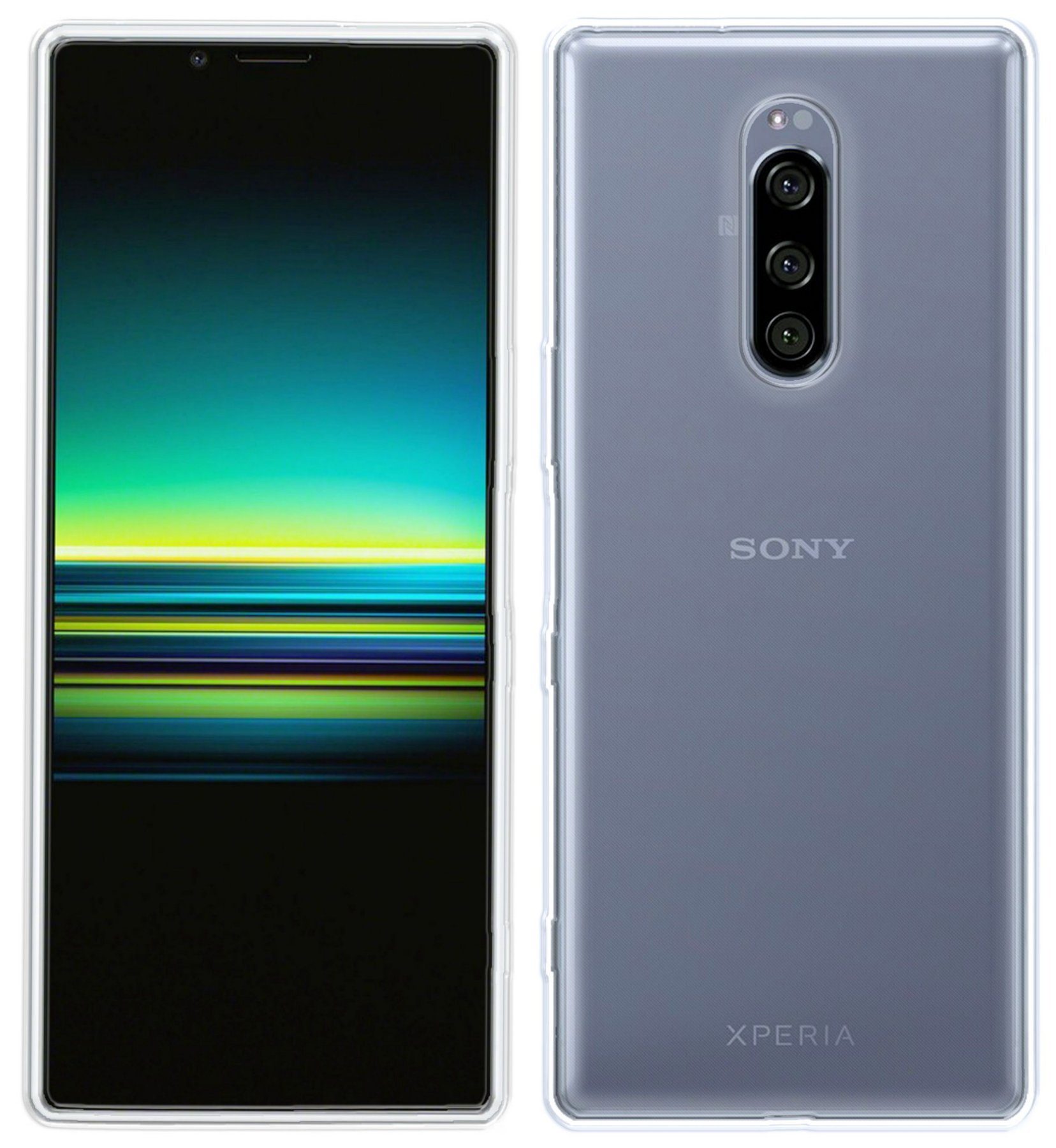 cofi1453 Handyhülle Silikon Hülle Basic für Sony Xperia 1, Case Cover Schutzhülle Bumper