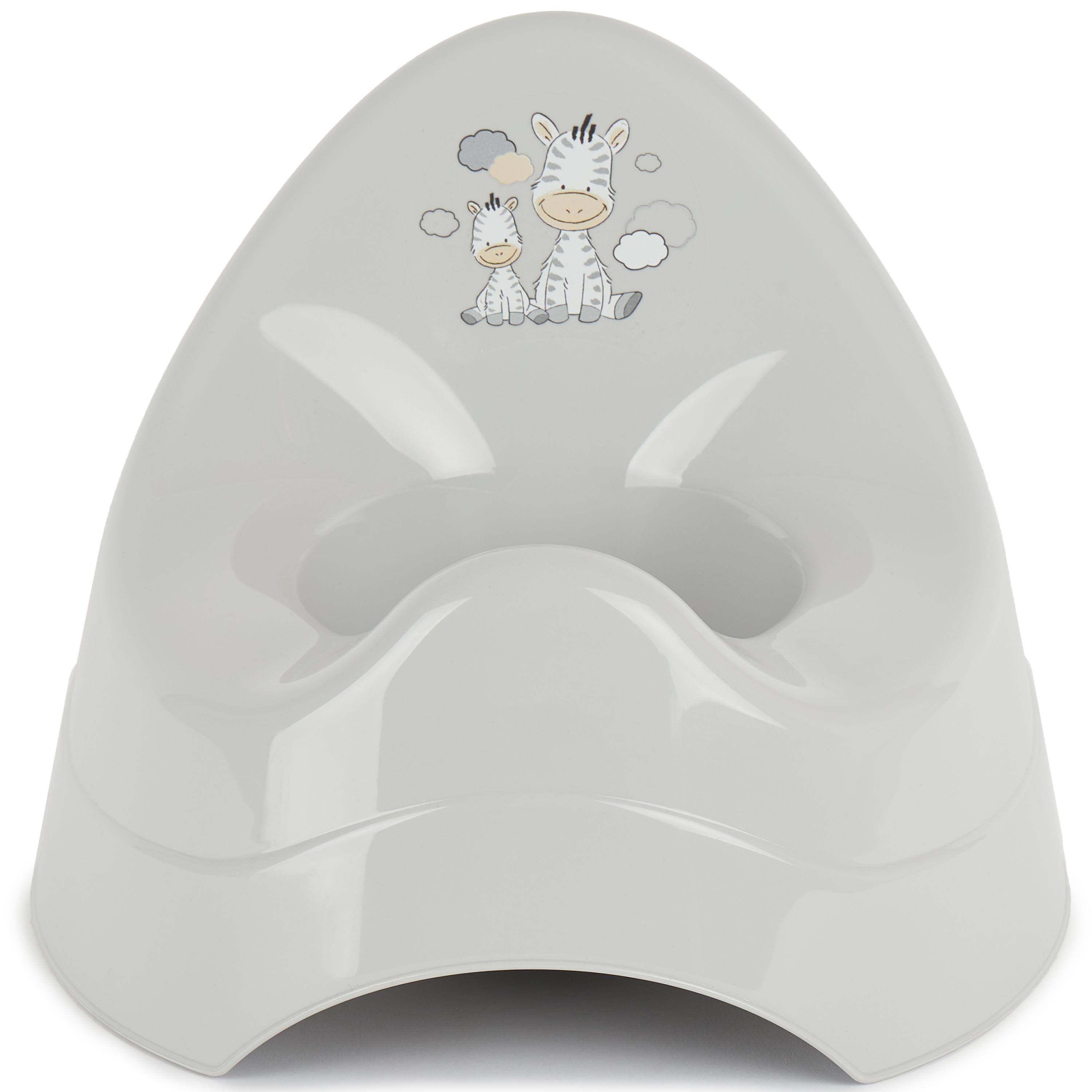 BIECO Toilettentrainer Bieco Töpfchen für Kinder mit Musik grau mit Zebra Motiv Ab 8 Monate baby toilette kindertopf kindertöpfchen abhaltetöpfchen klositz toilettenaufsatz