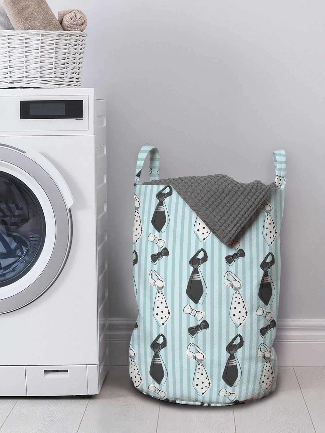 Abakuhaus Wäschesäckchen Wäschekorb mit Waschsalons, Mode Kordelzugverschluss Manly Griffen für auf Streifen Fliege