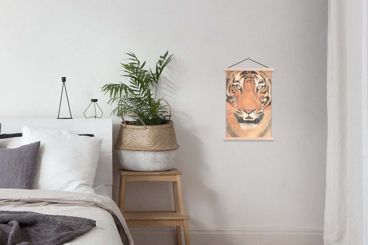 Bilderleiste, Wohnzimmer, Posterleiste, - Magnetisch St), Poster MuchoWow Farbe (1 Zähne, - für Tiger Textilposter