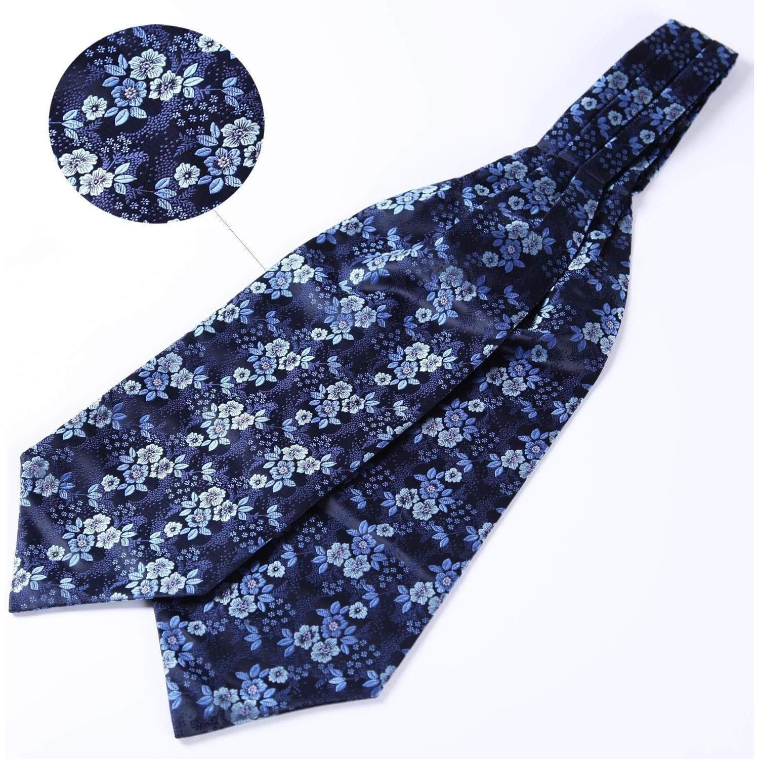 LuxusKollektion Krawatte Krawattenschal Herren Hochzeit Paisley Ascot Navy Blau 2 Einheitsgröße