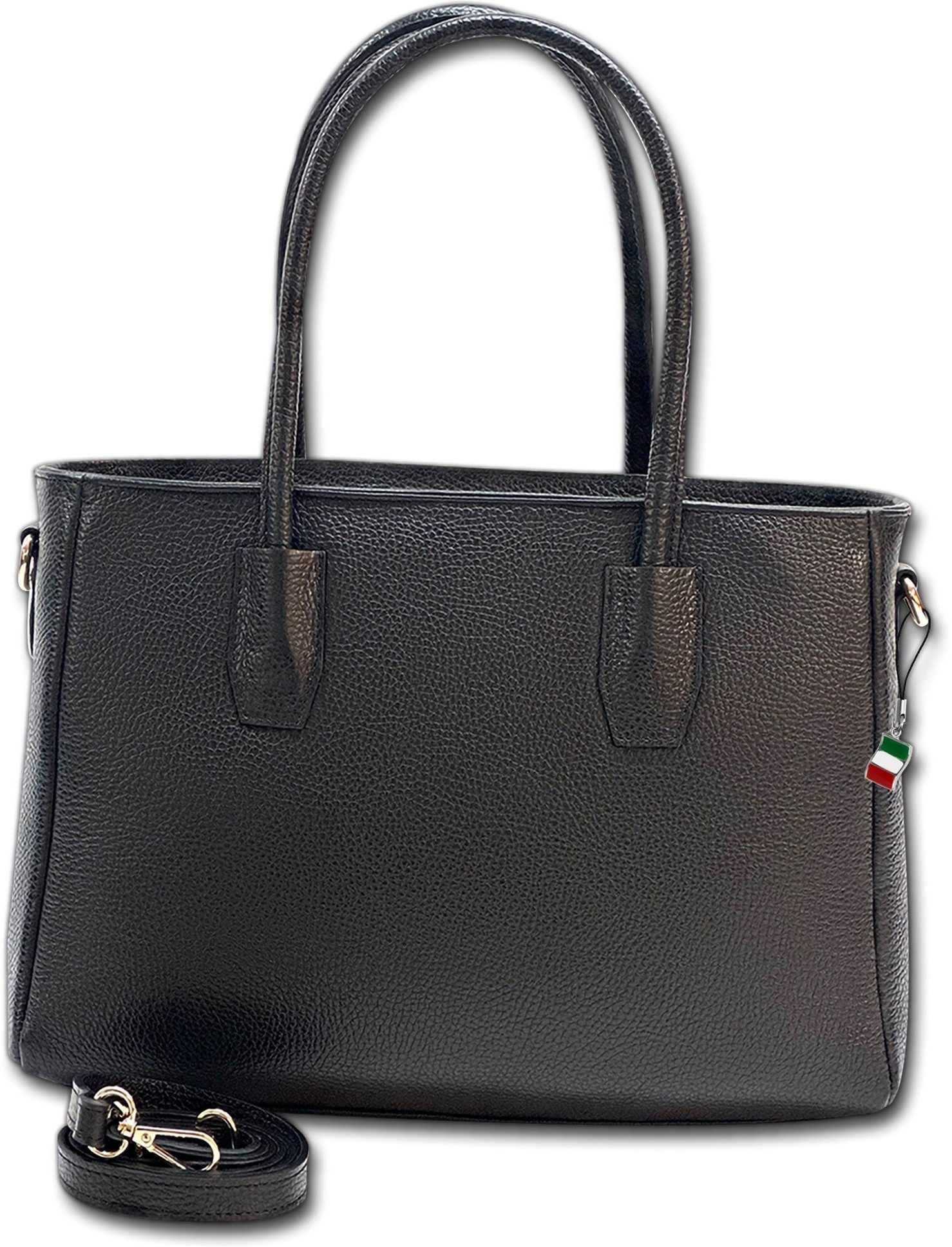 FLORENCE Schultertasche Florence Damen Schultertasche Leder (Schultertasche, Schultertasche), Damen Tasche Echtes Leder schwarz