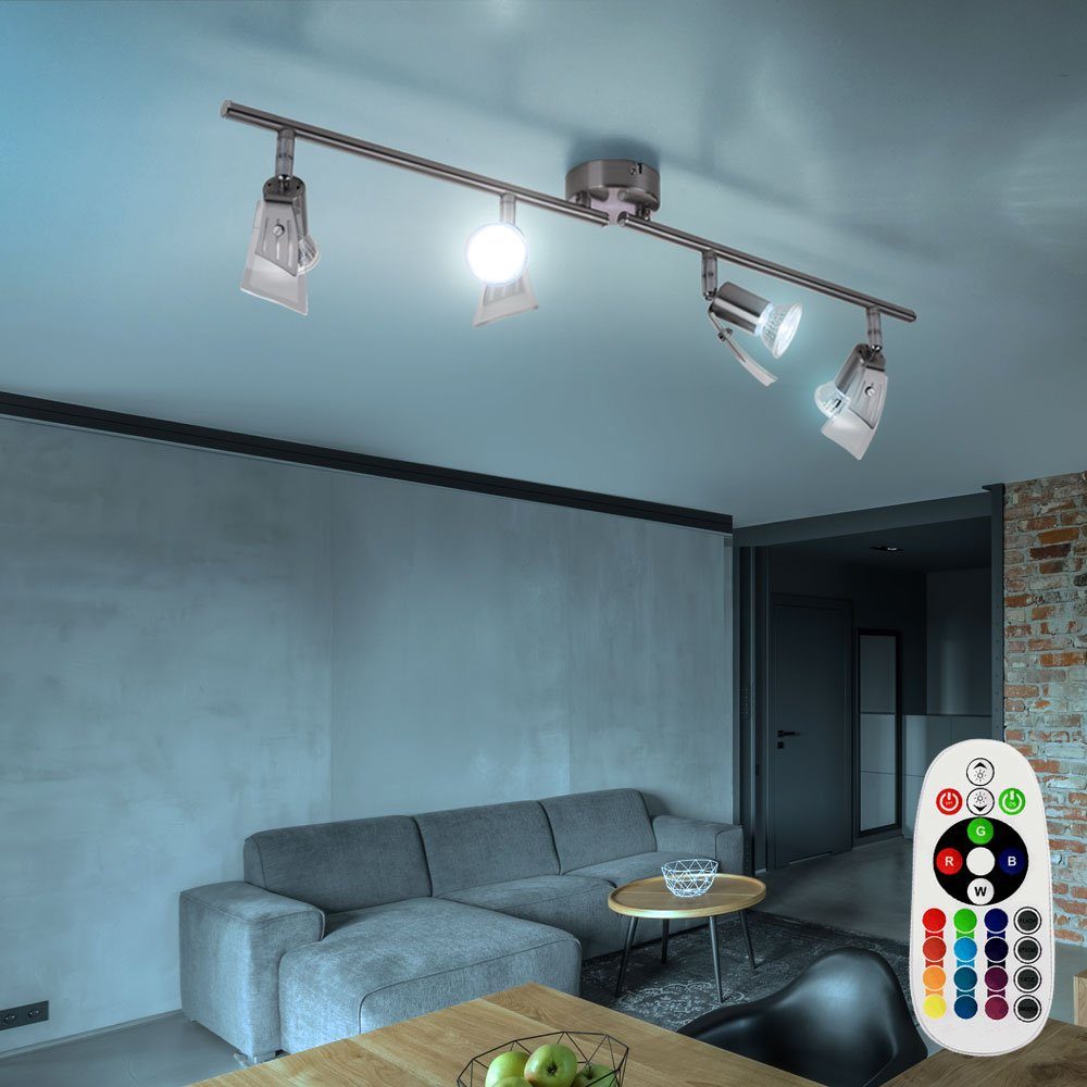 etc-shop LED Deckenleuchte, Leuchtmittel inklusive, Warmweiß, Farbwechsel, Decken Leuchte bewegliche Spots dimmbar Wohn Zimmer Beleuchtung im Set