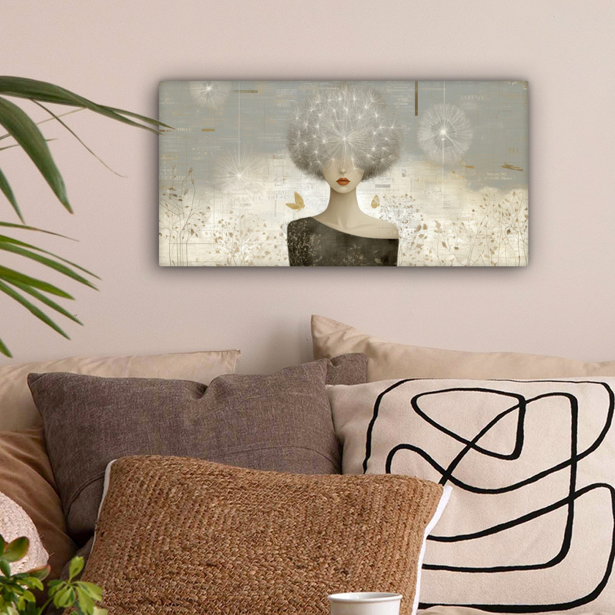 OneMillionCanvasses® Leinwandbild Panorama Fluff - Frau - Beige, Fotodruck günstig online kaufen
