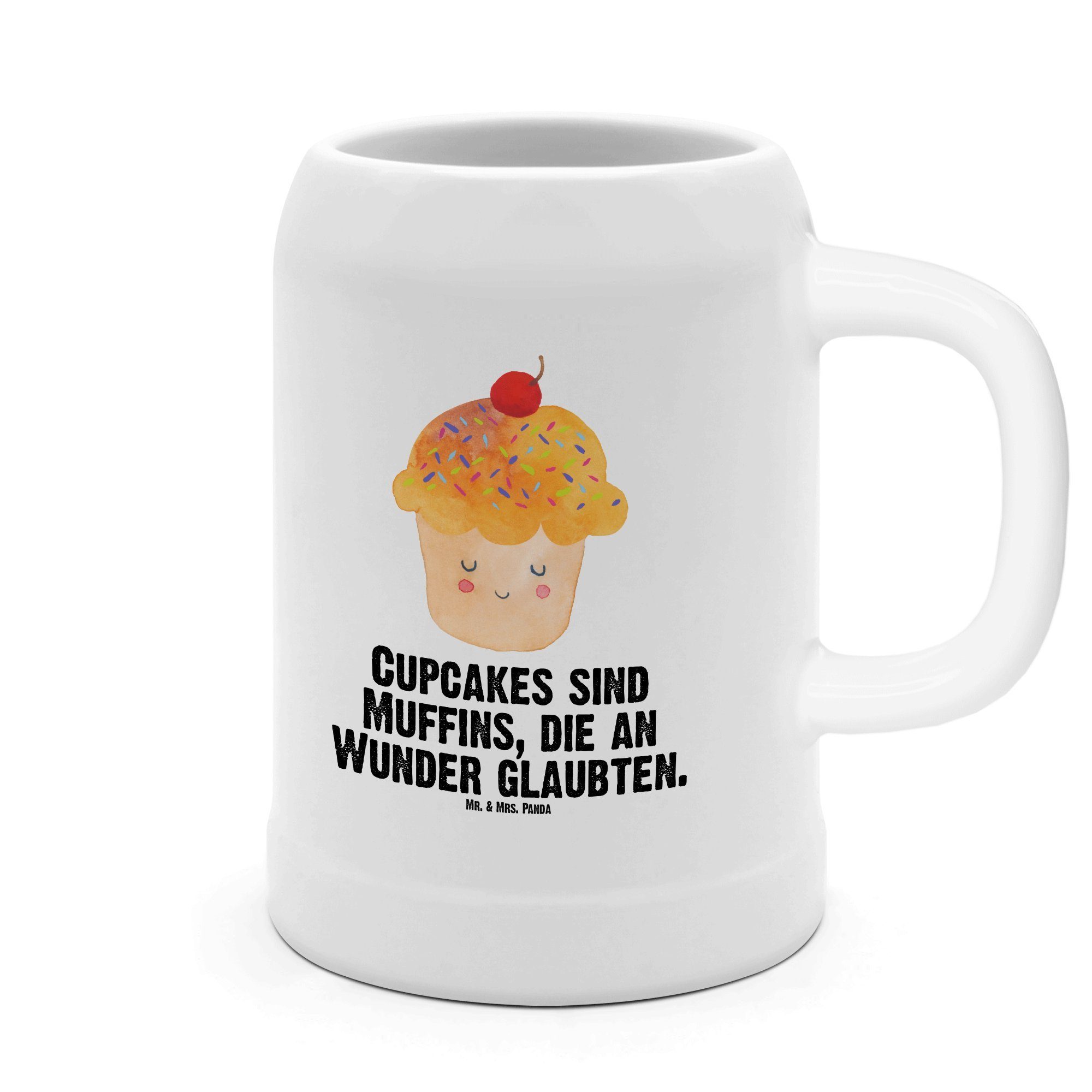 Mr. & Mrs. Panda Bierkrug Cupcake Weiß Geschenk, Gute Laune