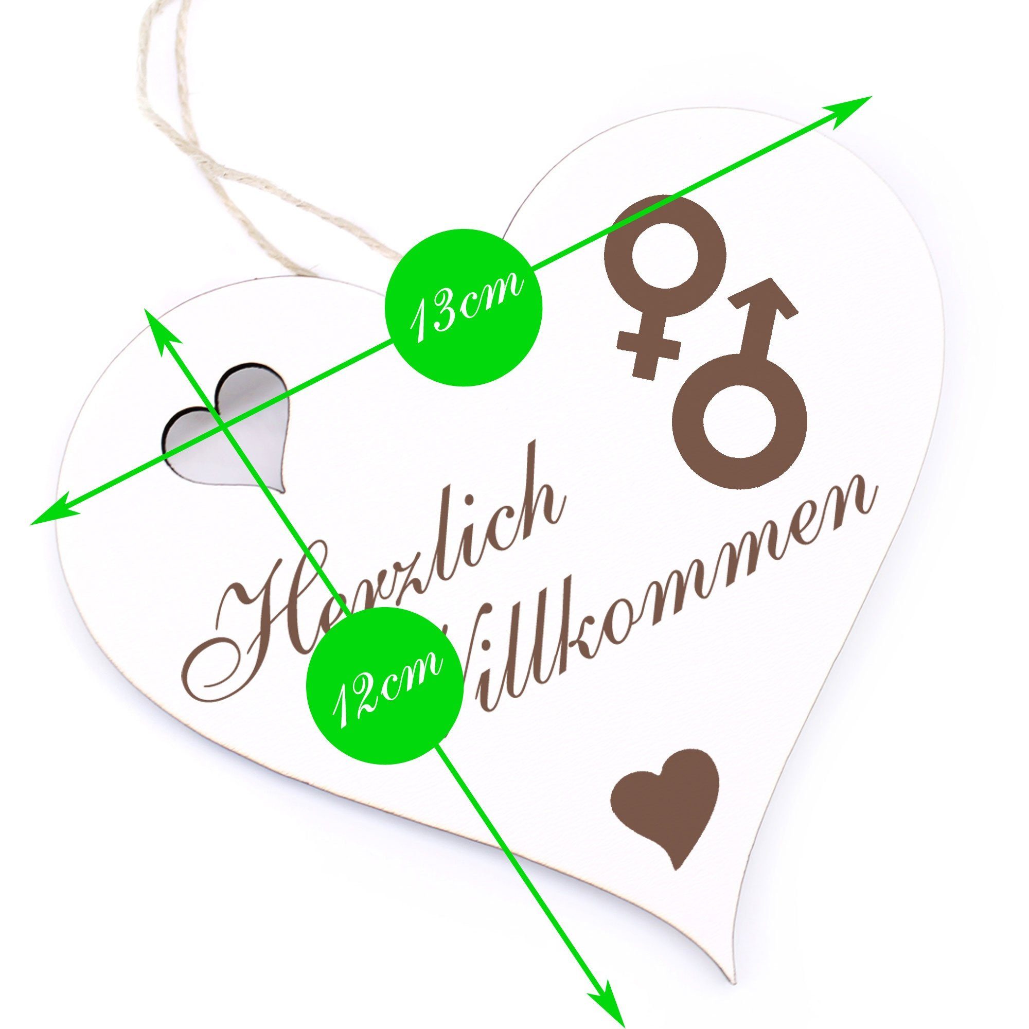 13x12cm - und Mann - Willkommen Hängedekoration Herzlich Frau Dekolando Symbol